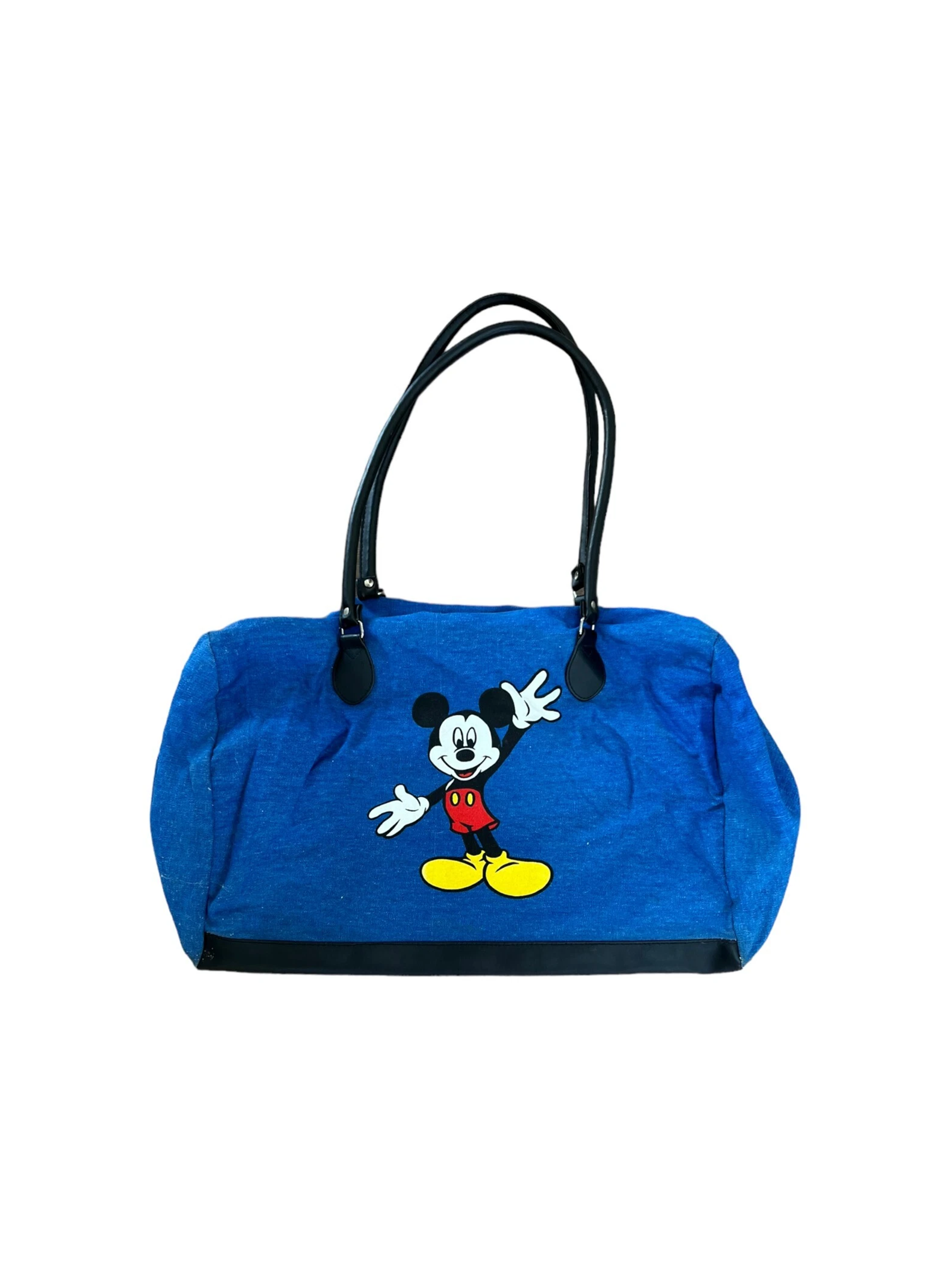 Disney 90s BLUE NYLON MICKEY MOUSE DUFFLE BAG BLACK STRAPS