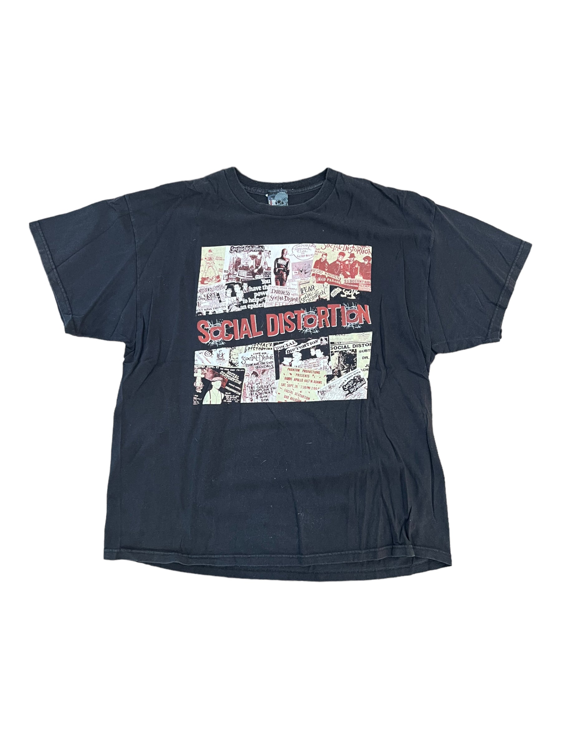 Social Distortion 00s T-Shirt Old Concert Flyers Sz XL Giant Tag Blk