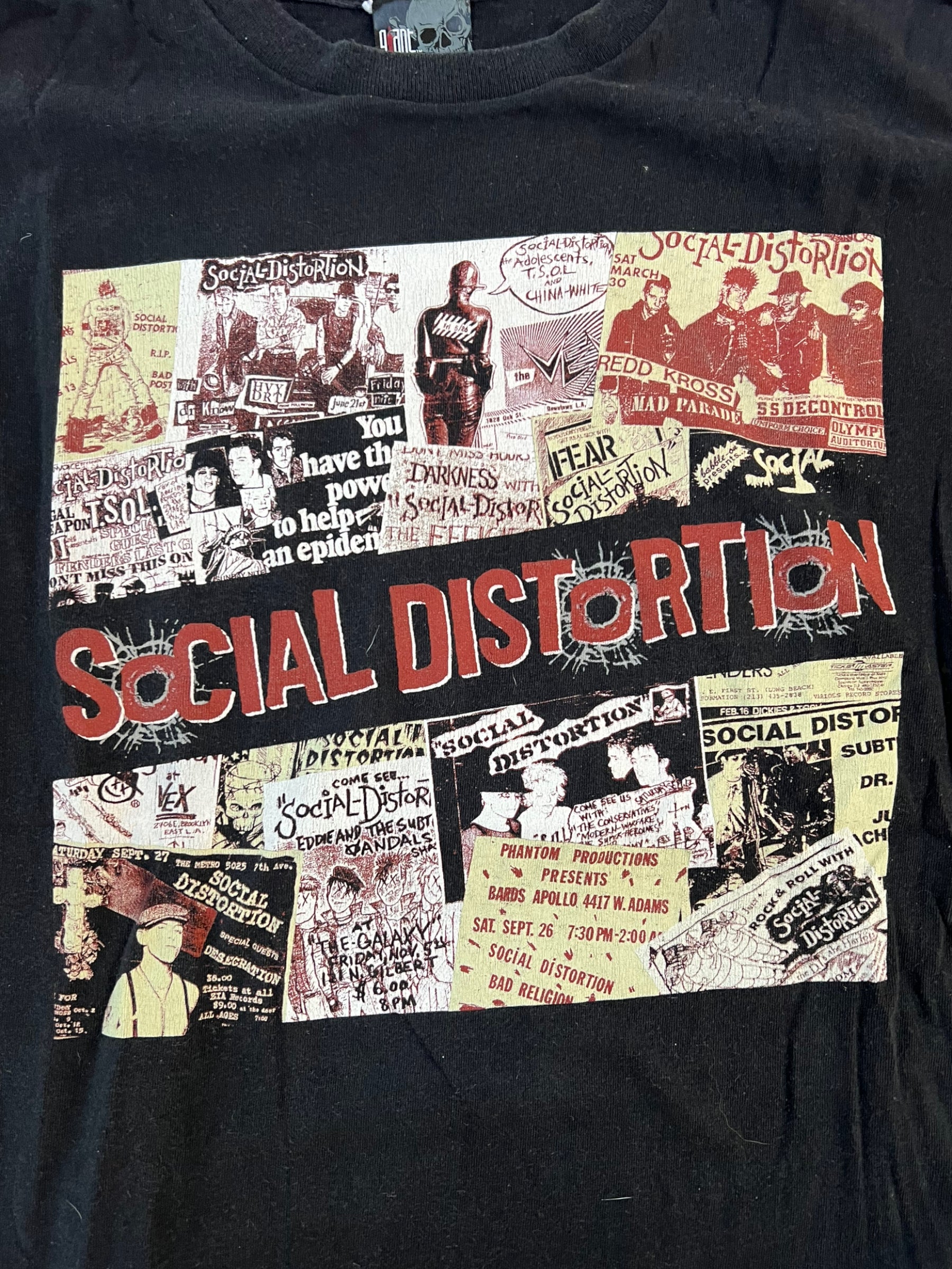Social Distortion 00s T-Shirt Old Concert Flyers Sz XL Giant Tag Blk