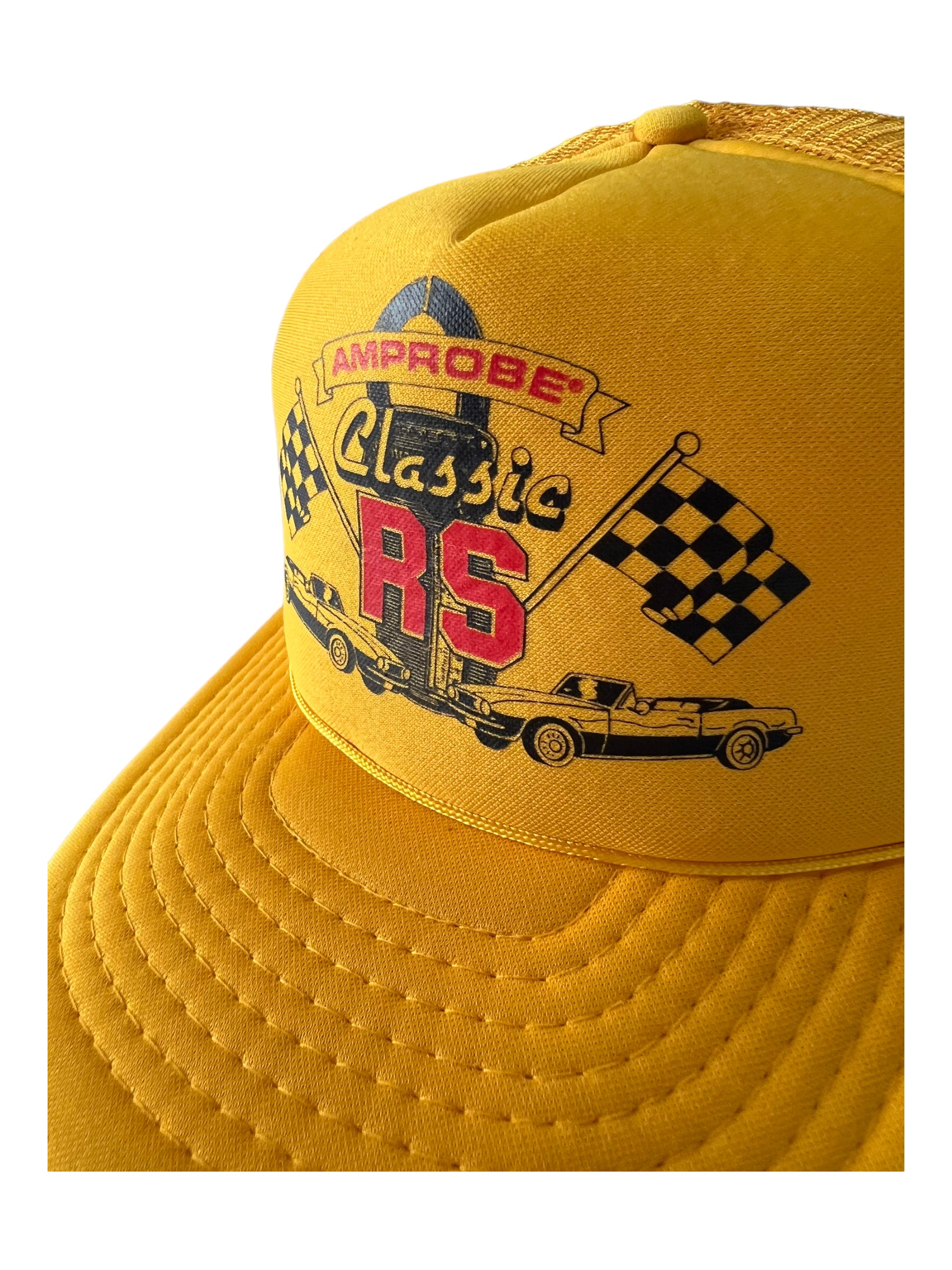 Vintage Classic Car Amprobe RS Car Show Yellow Snap Back Style Trucker Hat