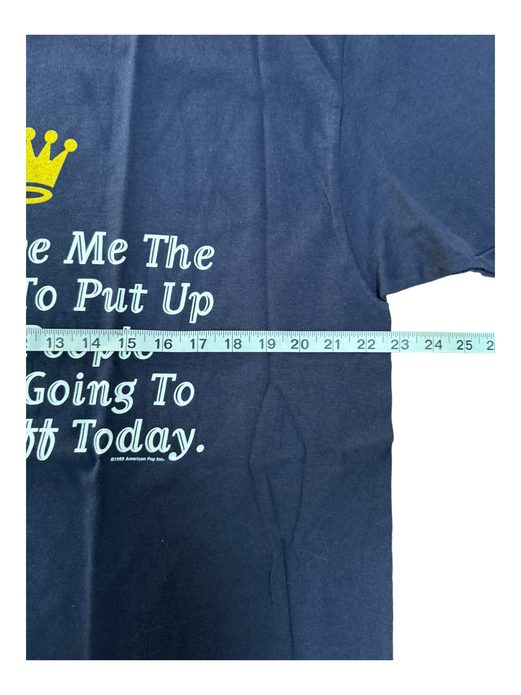 Humor Shirt 1999 Navy Blue "Lord Give Me Strength" Mens Size XL