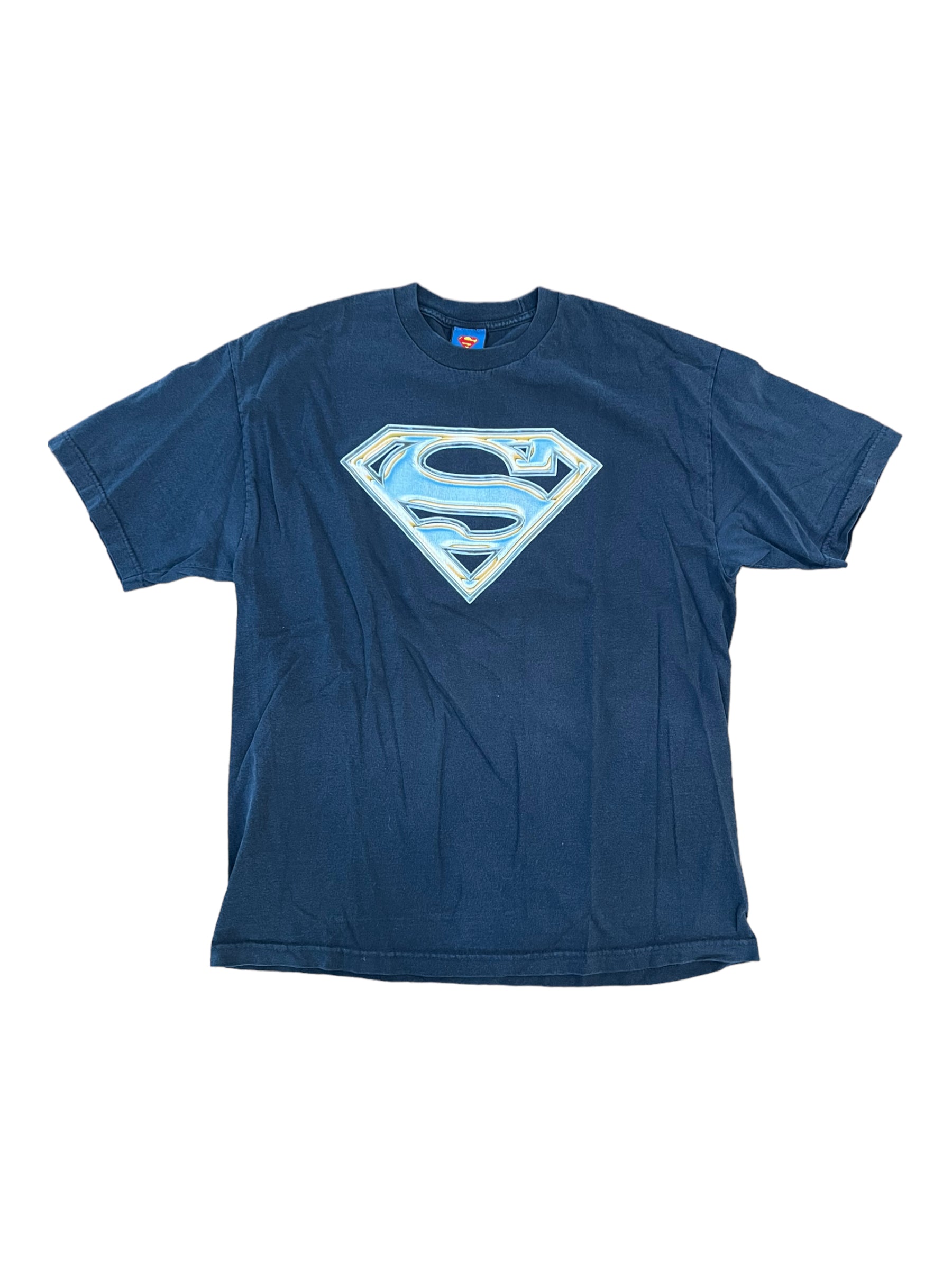 Superman 00s Black Chrome Themed Logo Size XL