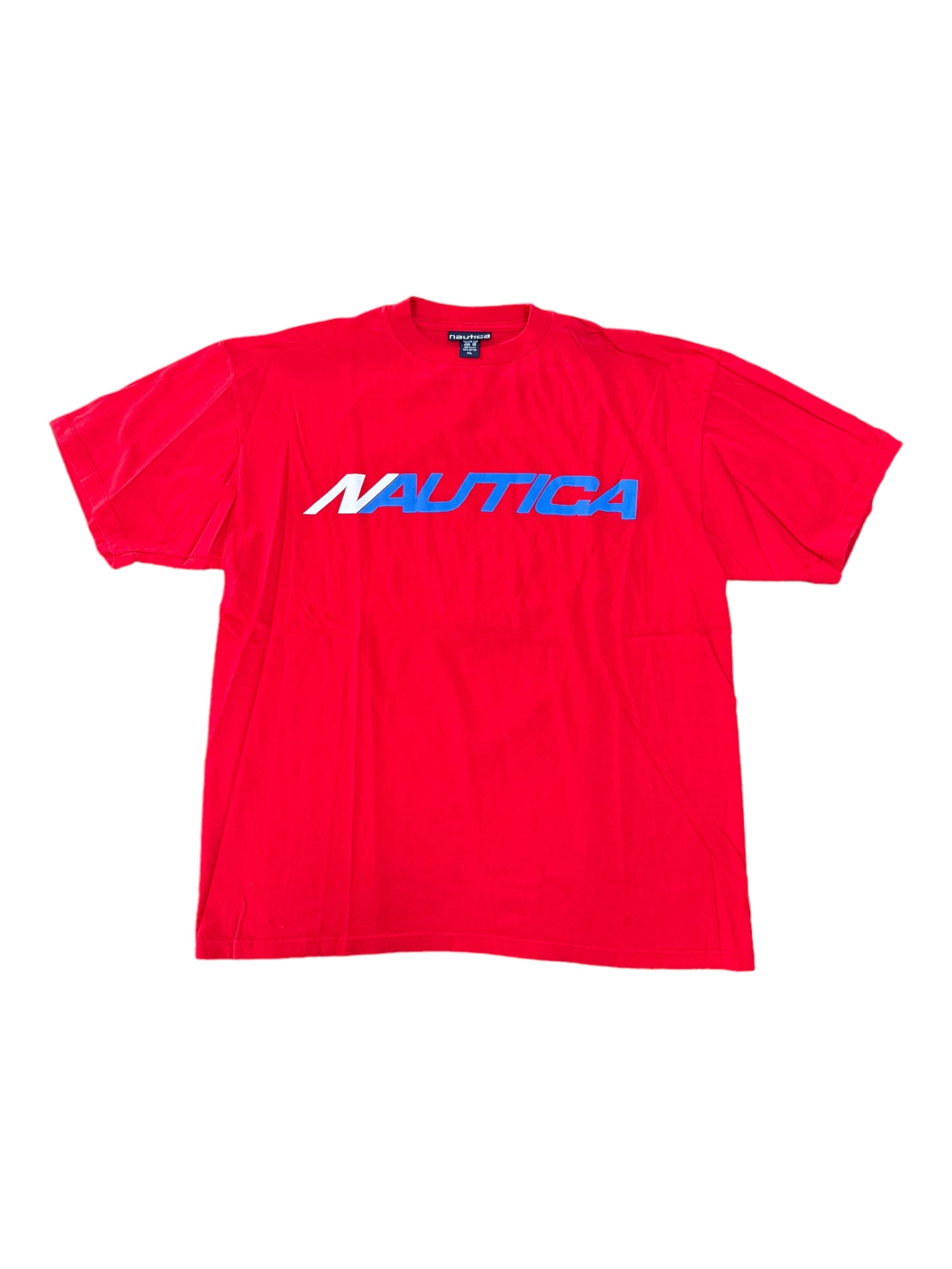 Nautica 90s Challenge Red Sailboat Short Sleeve Shirt Size XXL