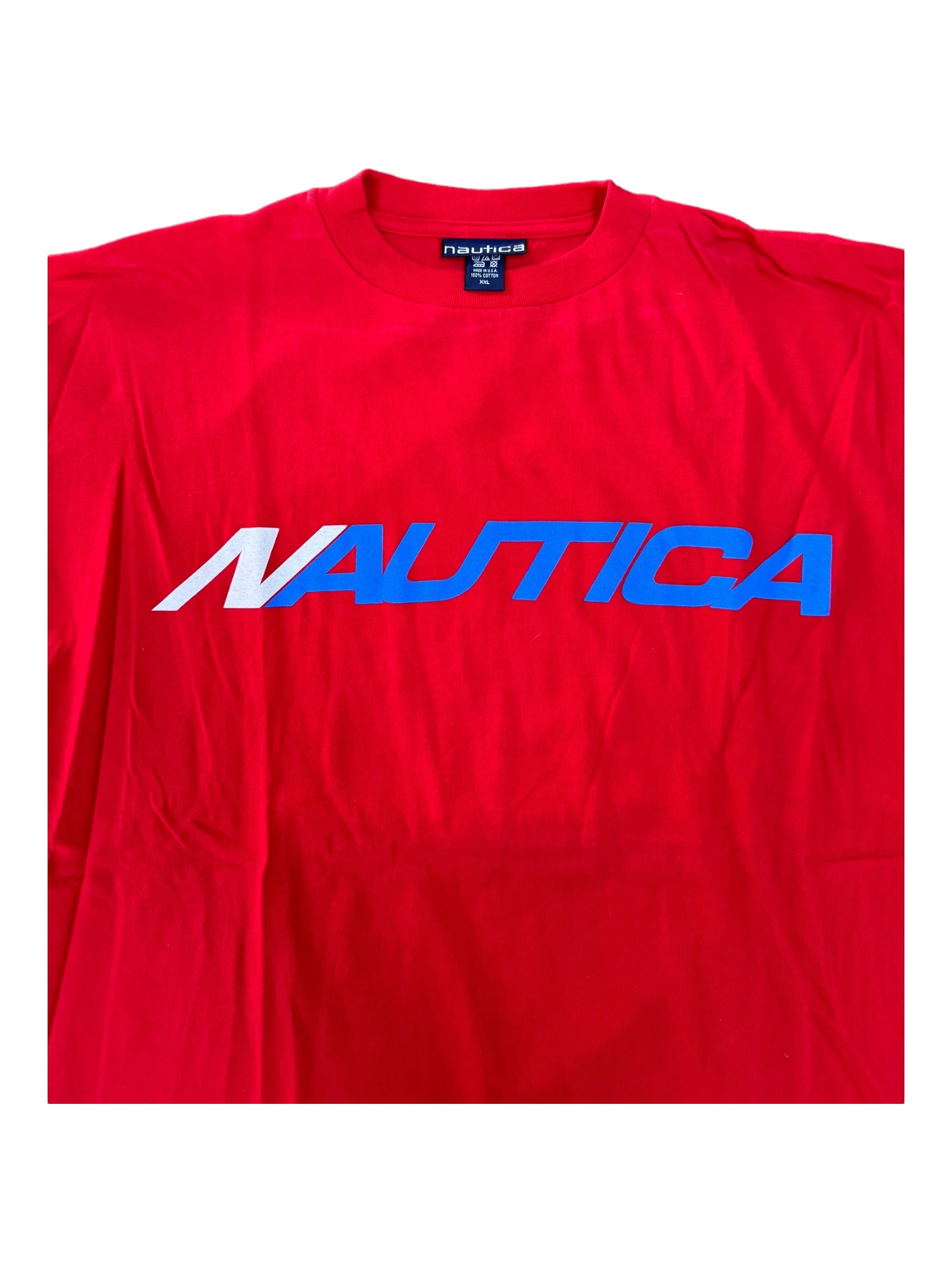 Nautica 90s Challenge Red Sailboat Short Sleeve Shirt Size XXL