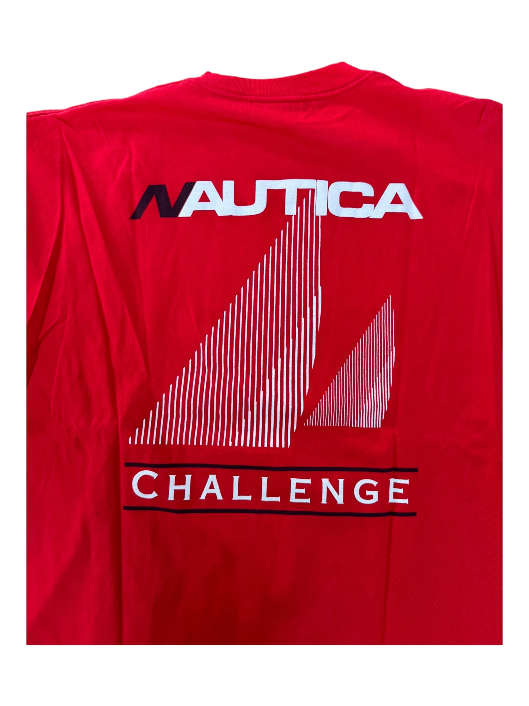 Nautica 90s Challenge Red Sailboat Short Sleeve Shirt Size XXL