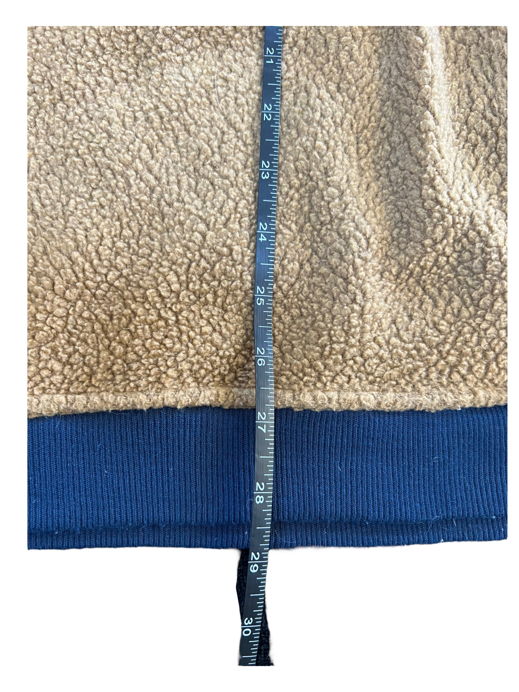 Patagonia 00s Retro X Deep Pile Fleece Jacket Natural Tan / Navy Shag - XL