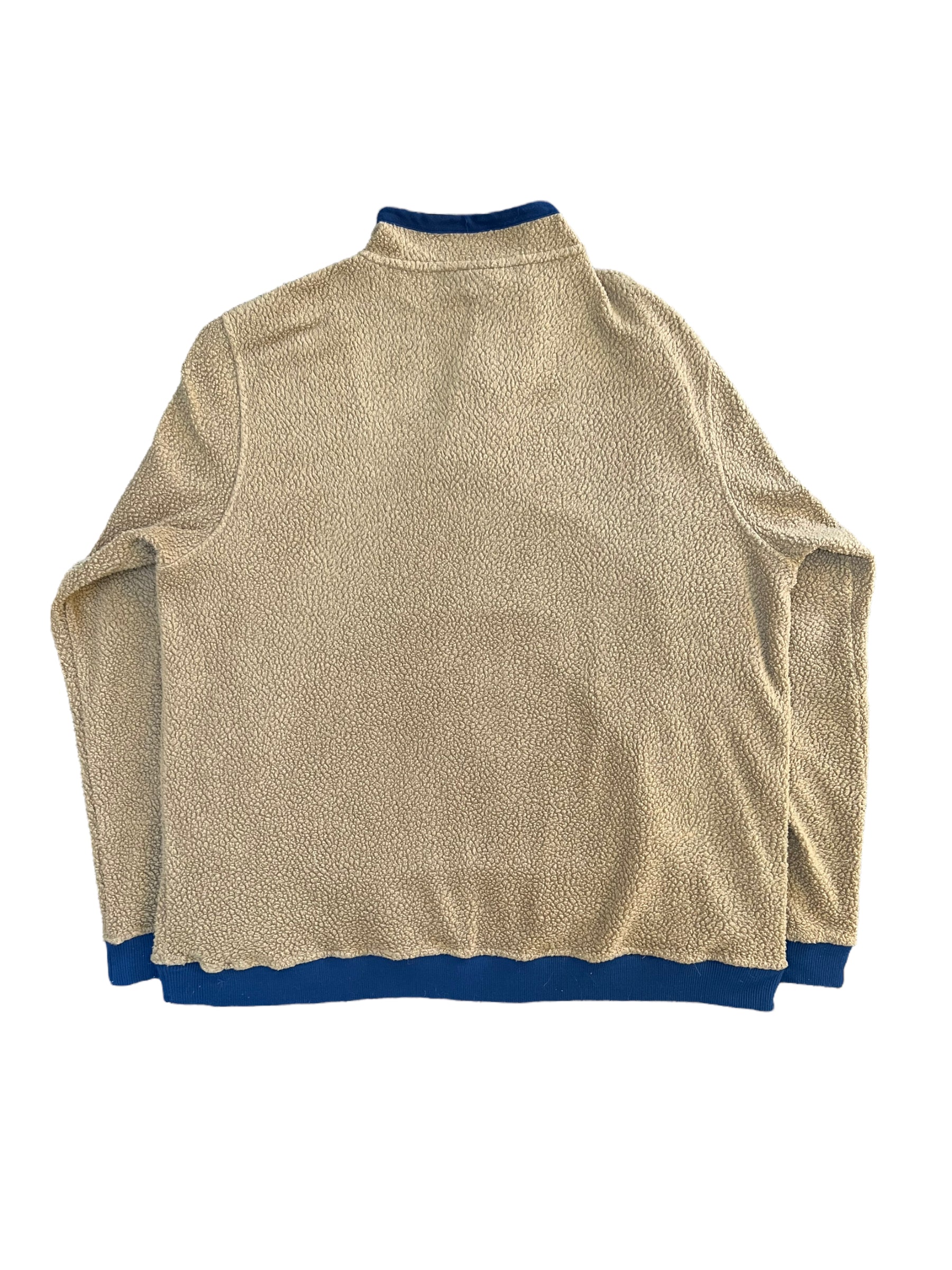 Patagonia 00s Retro X Deep Pile Fleece Jacket Natural Tan / Navy Shag - XL