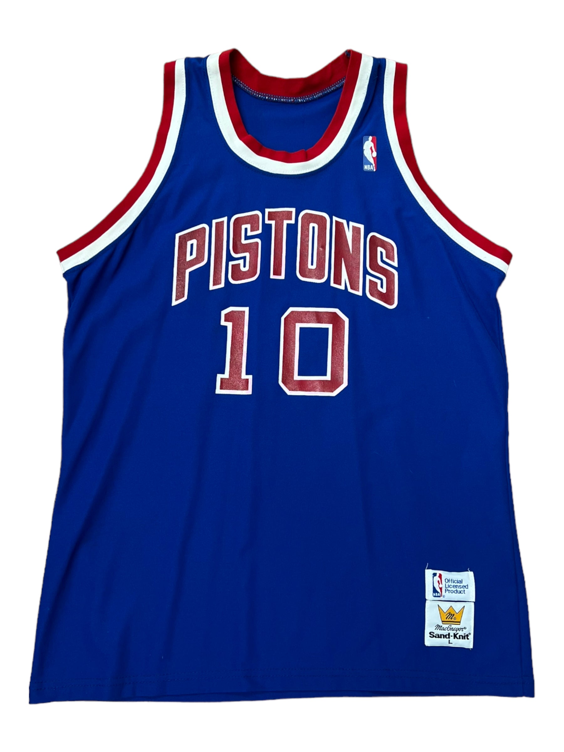NBA 80s Detroit Pistons #10 Densmore Jersey MacGregor Sand Knit Size Large