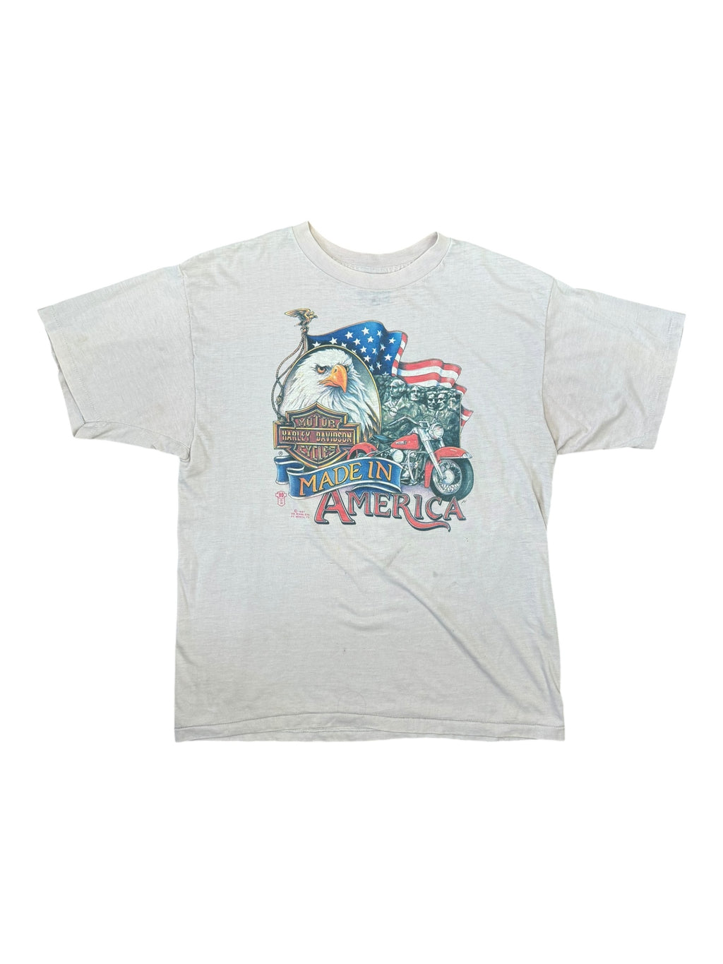 Harley Davidson 1987 White 3D Emblem Made in America Size Large