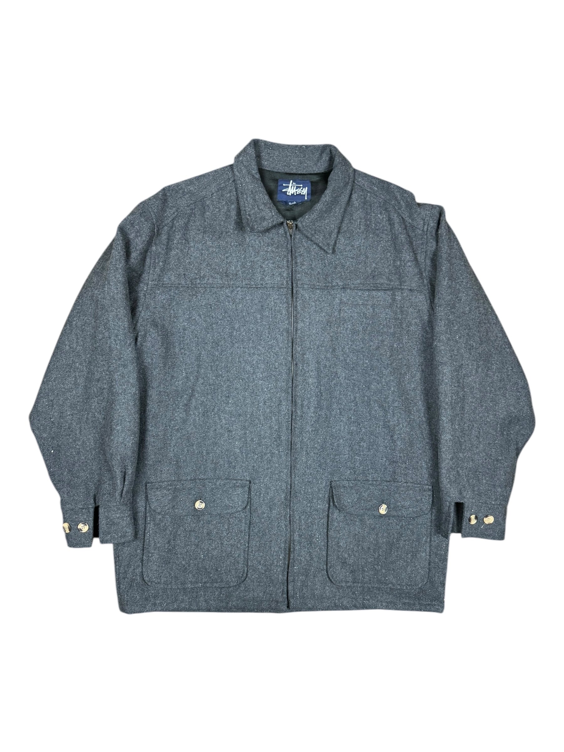 Stussy 90s Grey Wool Jacket Size Large