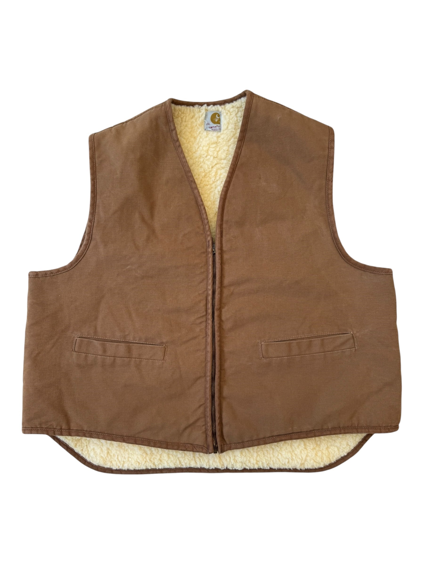 Carhartt 70s Brown Sherpa Lined Vest Size XXL