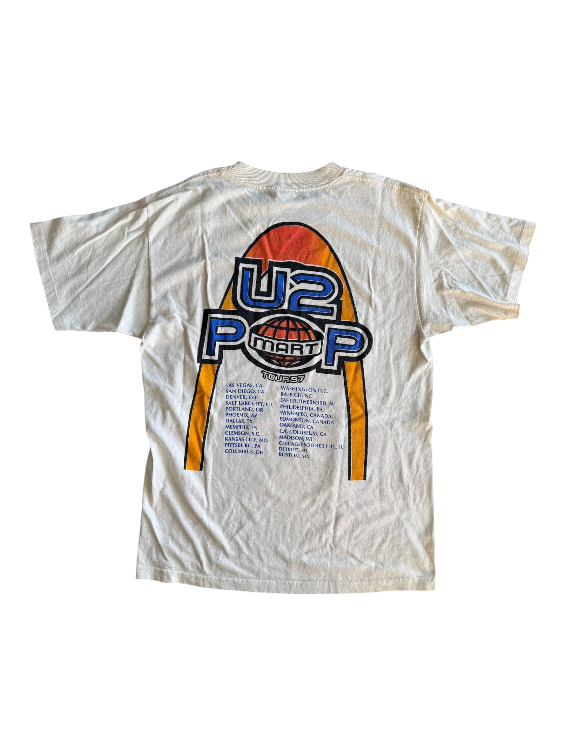 U2 90s White Pop Mart Tour T-Shirt Size Large