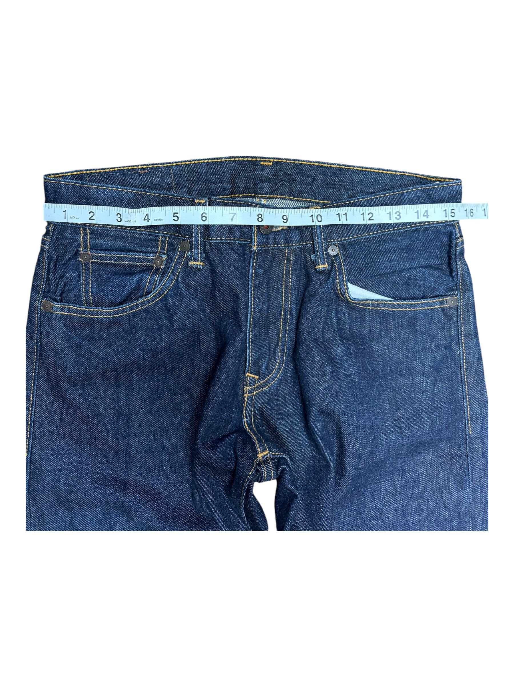 Levi's Selvedge Skinny Selvedge Dark Blue Jeans 31x34 Dark Brown Leather Patch