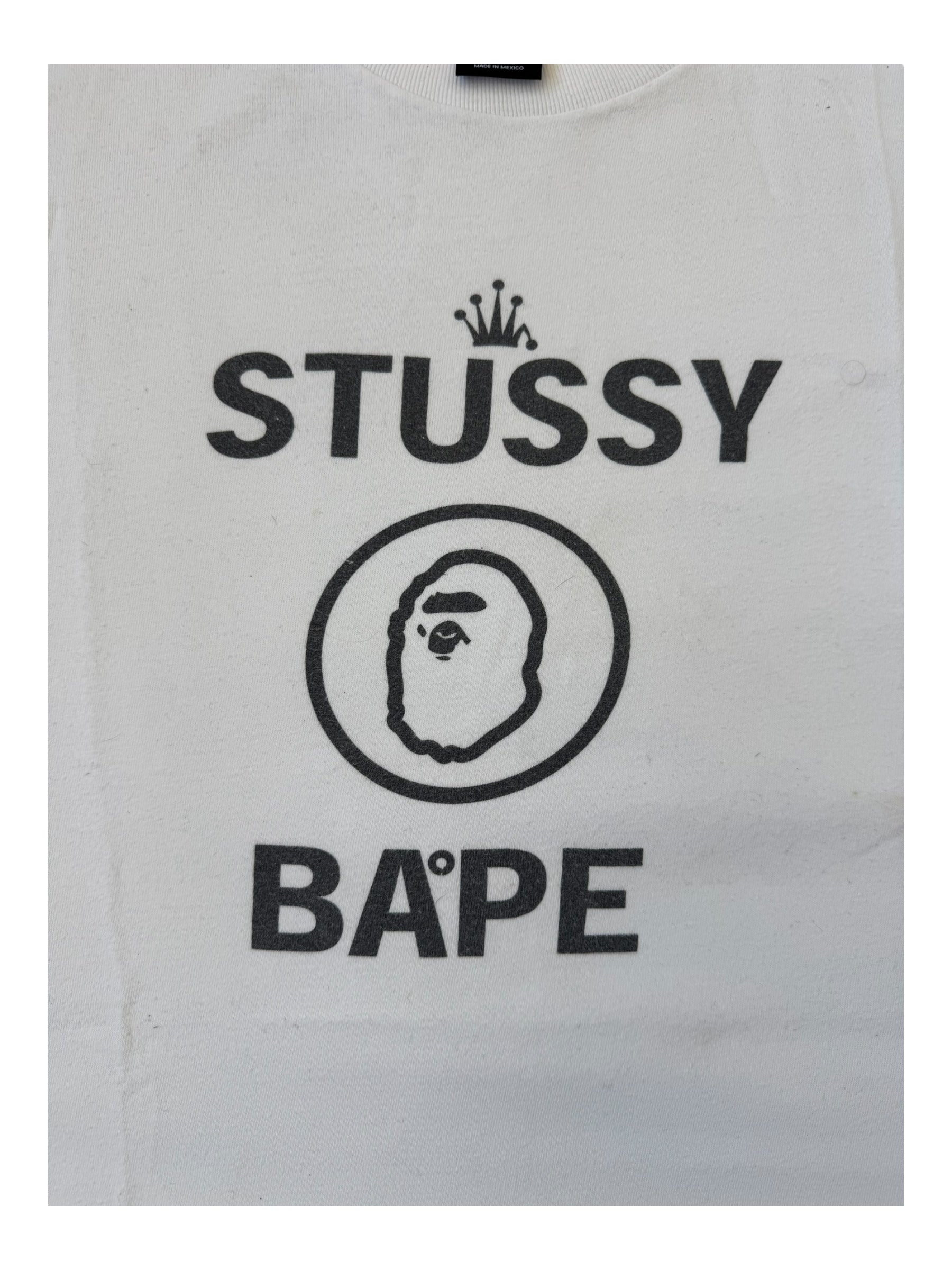 Stussy 00s Stussy x A Bathing Ape White T-Shirt Size Large
