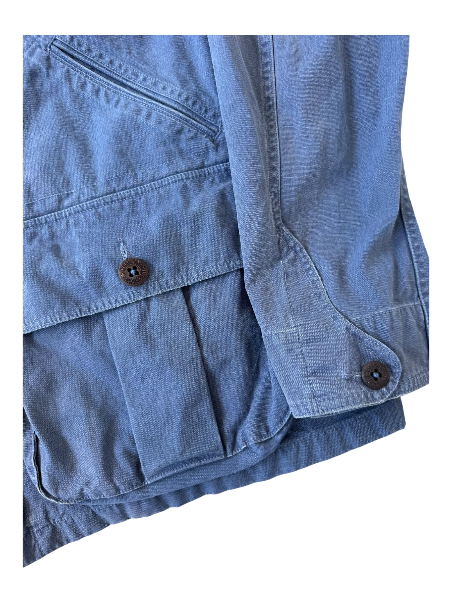 Polo Ralph Lauren 90s Blue Utility Pocket Corduroy Collar Fishing Jacket Size XL