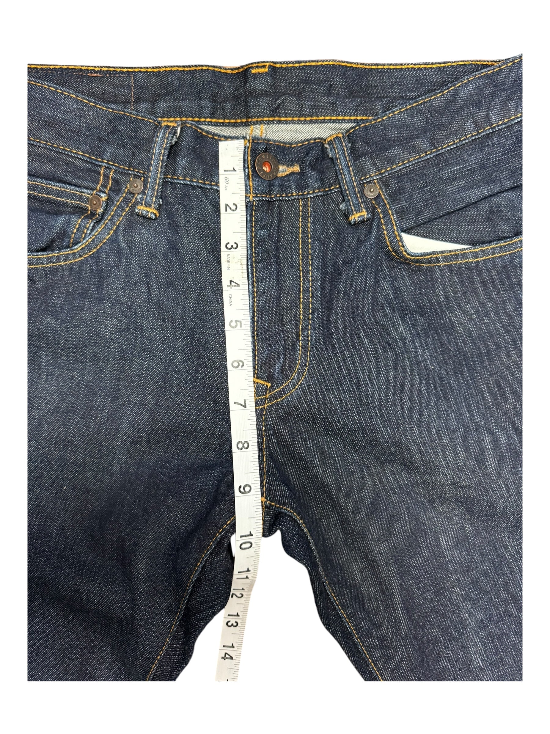 Levi's Selvedge Skinny Selvedge Dark Blue Jeans 31x34 Dark Brown Leather Patch