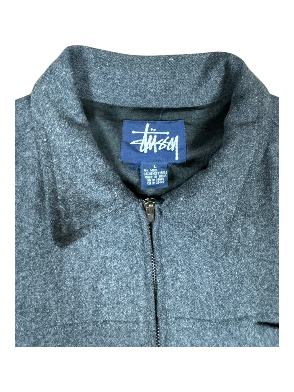Stussy 90s Grey Wool Jacket Size Large