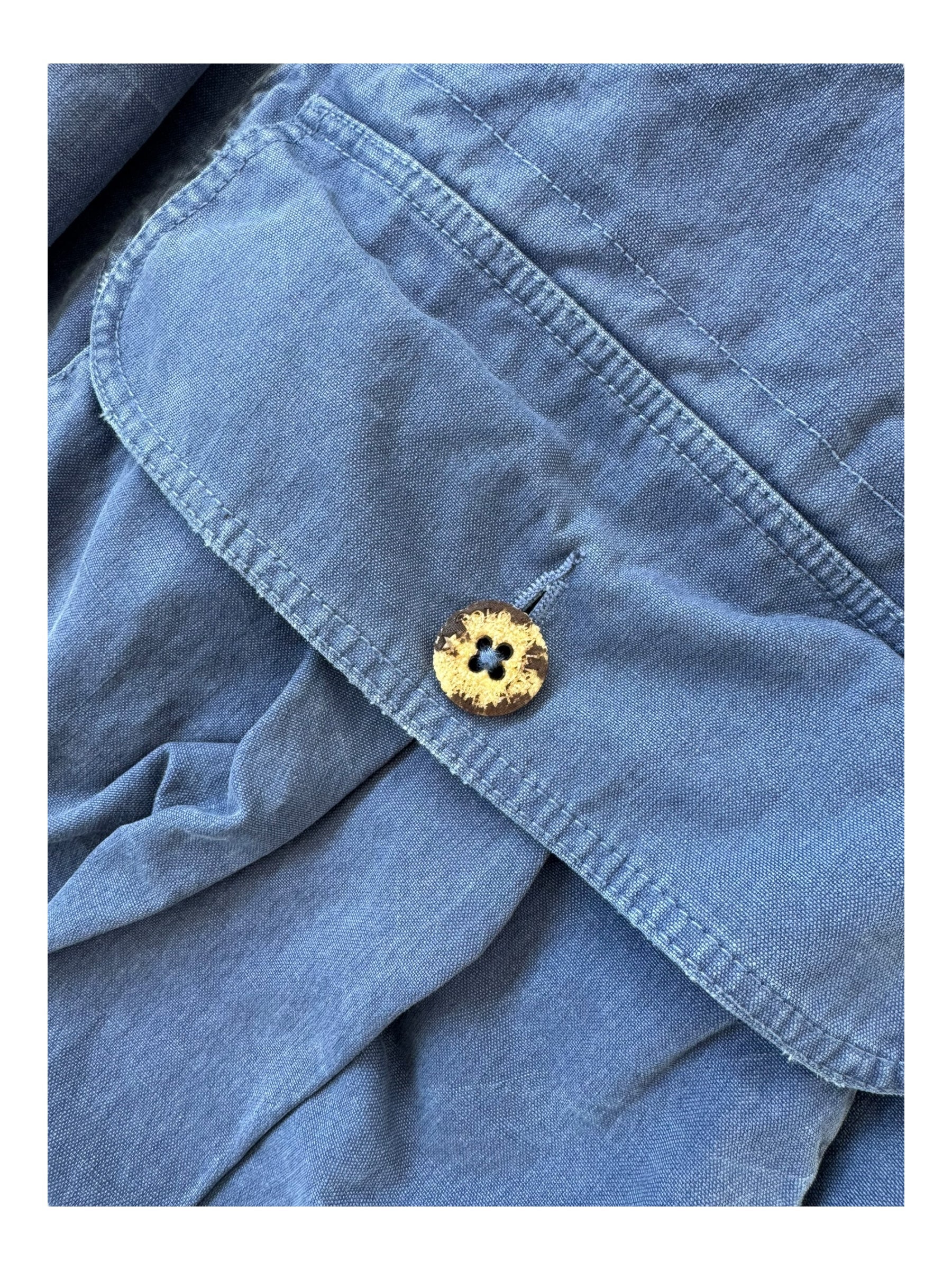 Polo Ralph Lauren 90s Blue Utility Pocket Corduroy Collar Fishing Jacket Size XL