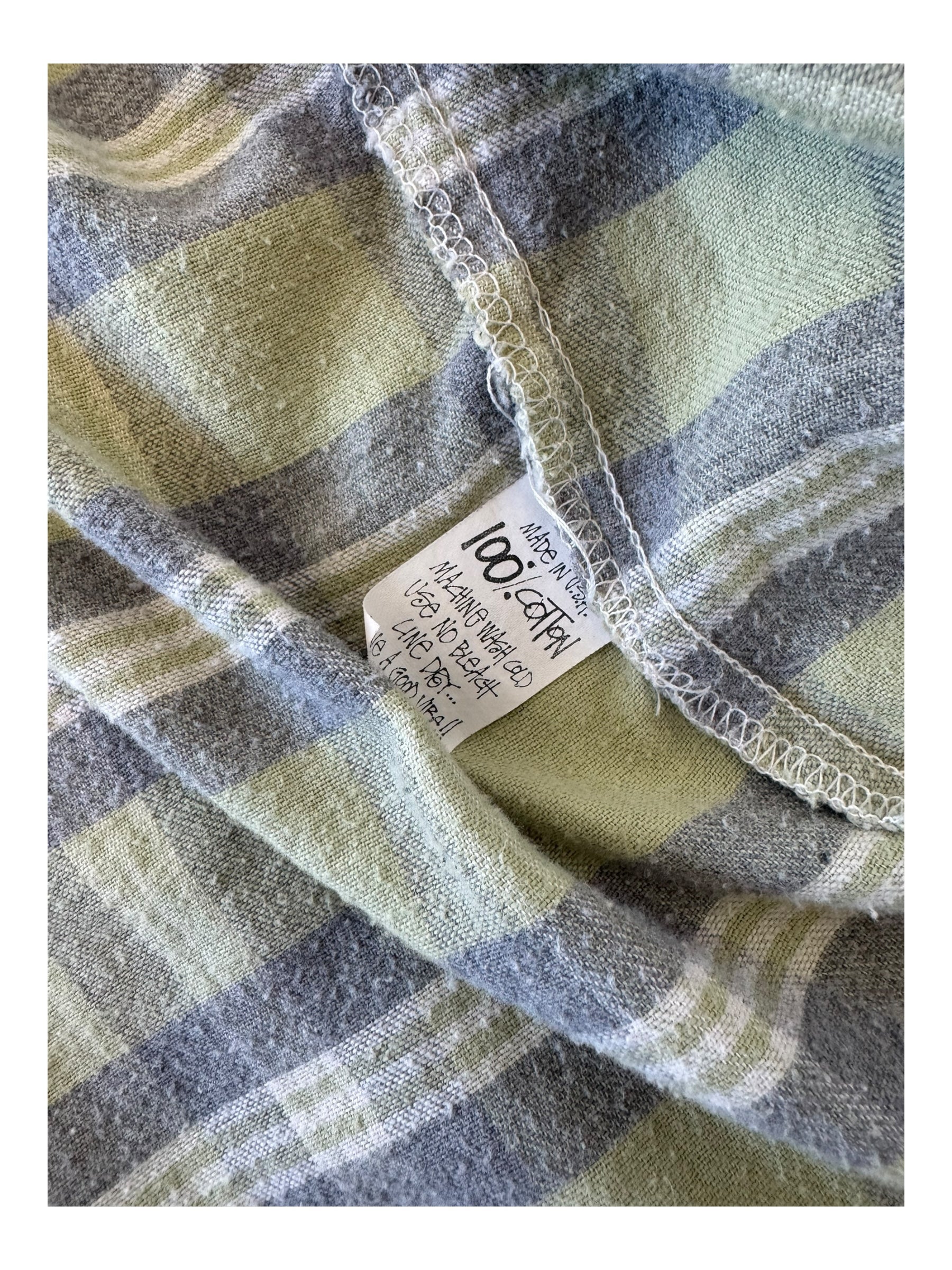 Stussy 80s Green Plaid Flannel Cut Off Sleeves Size Medium