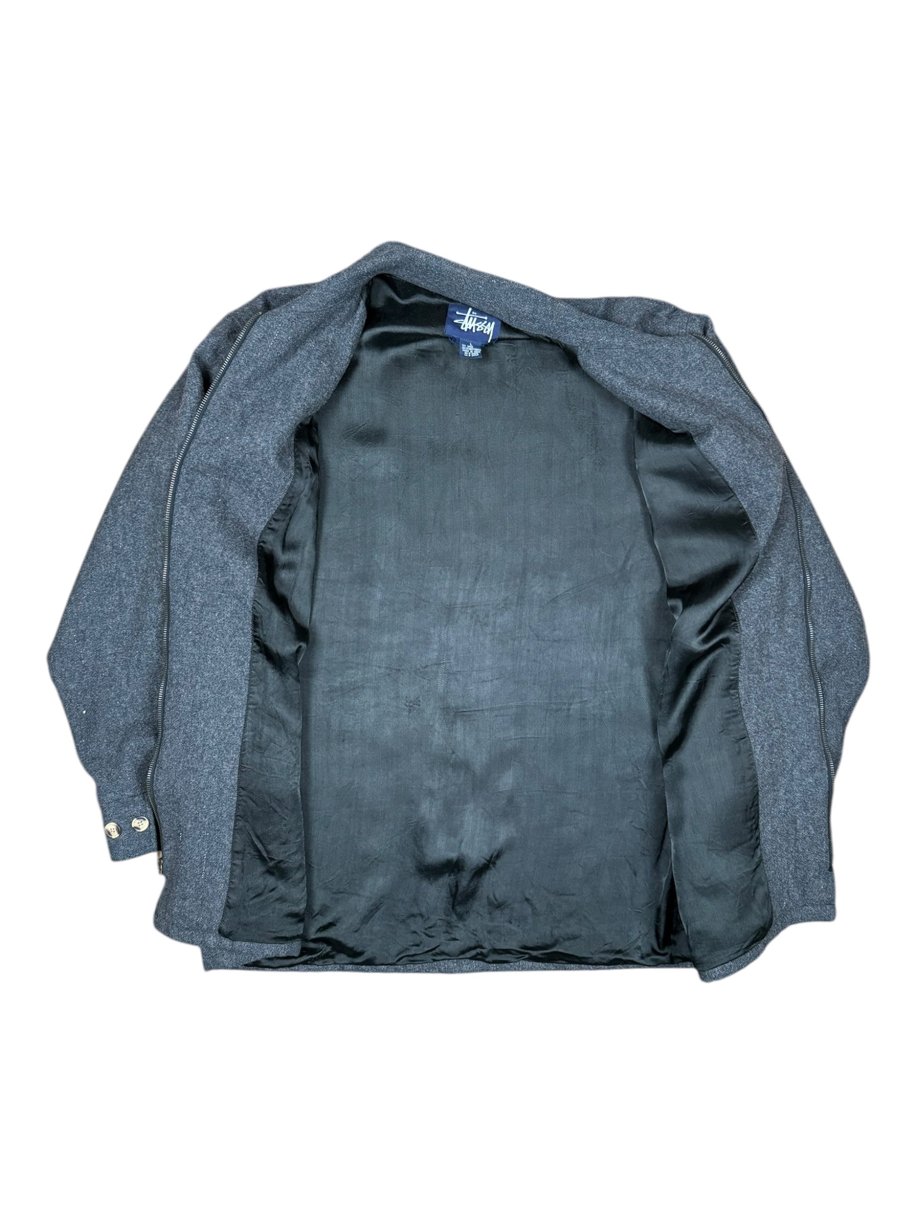 Stussy 90s Grey Wool Jacket Size Large