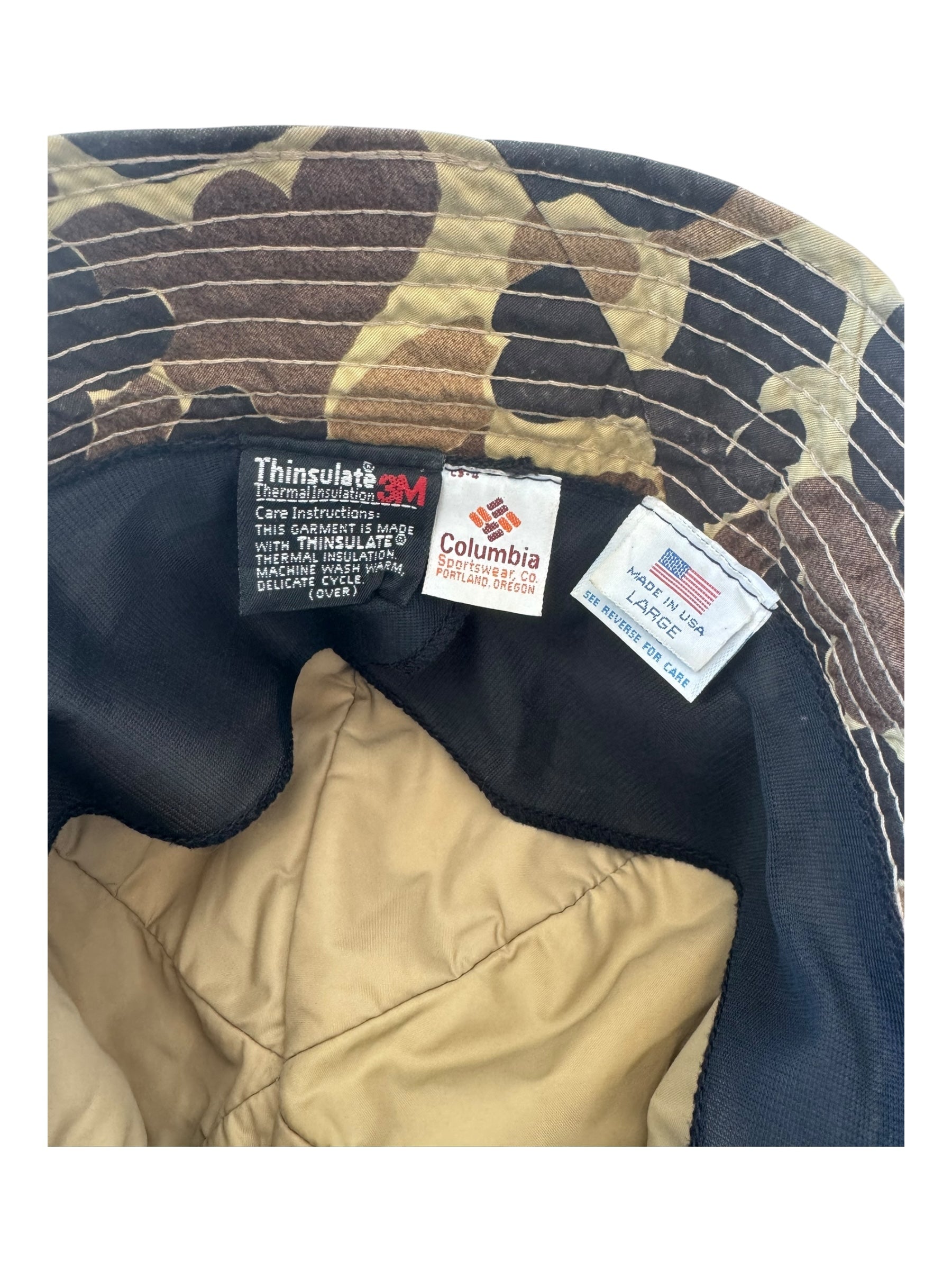 Columbia 80s Thinsulate Camo Bucket Hat Size Large
