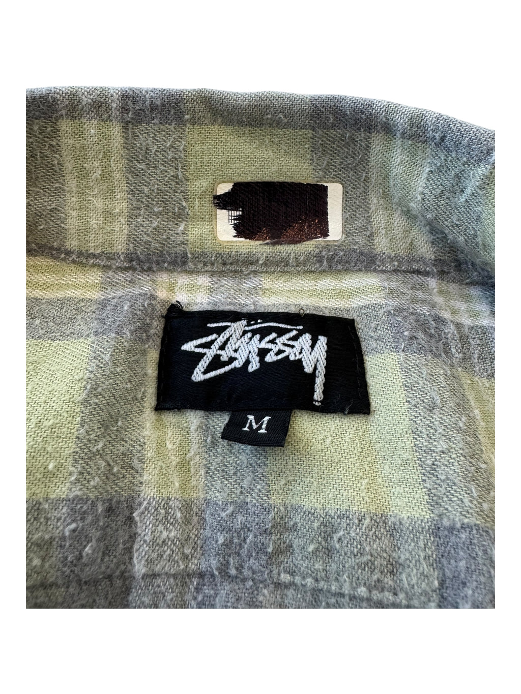 Stussy 80s Green Plaid Flannel Cut Off Sleeves Size Medium
