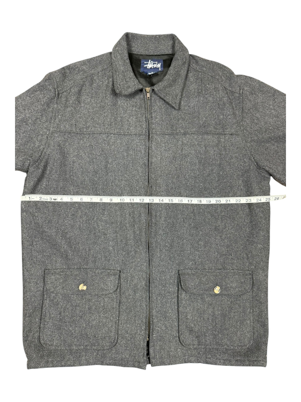 Stussy 90s Grey Wool Jacket Size Large