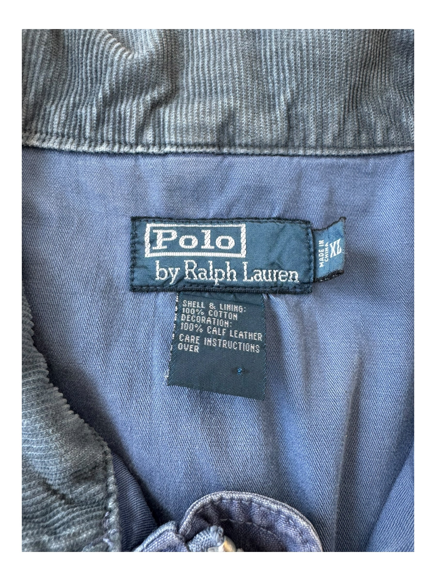 Polo Ralph Lauren 90s Blue Utility Pocket Corduroy Collar Fishing Jacket Size XL