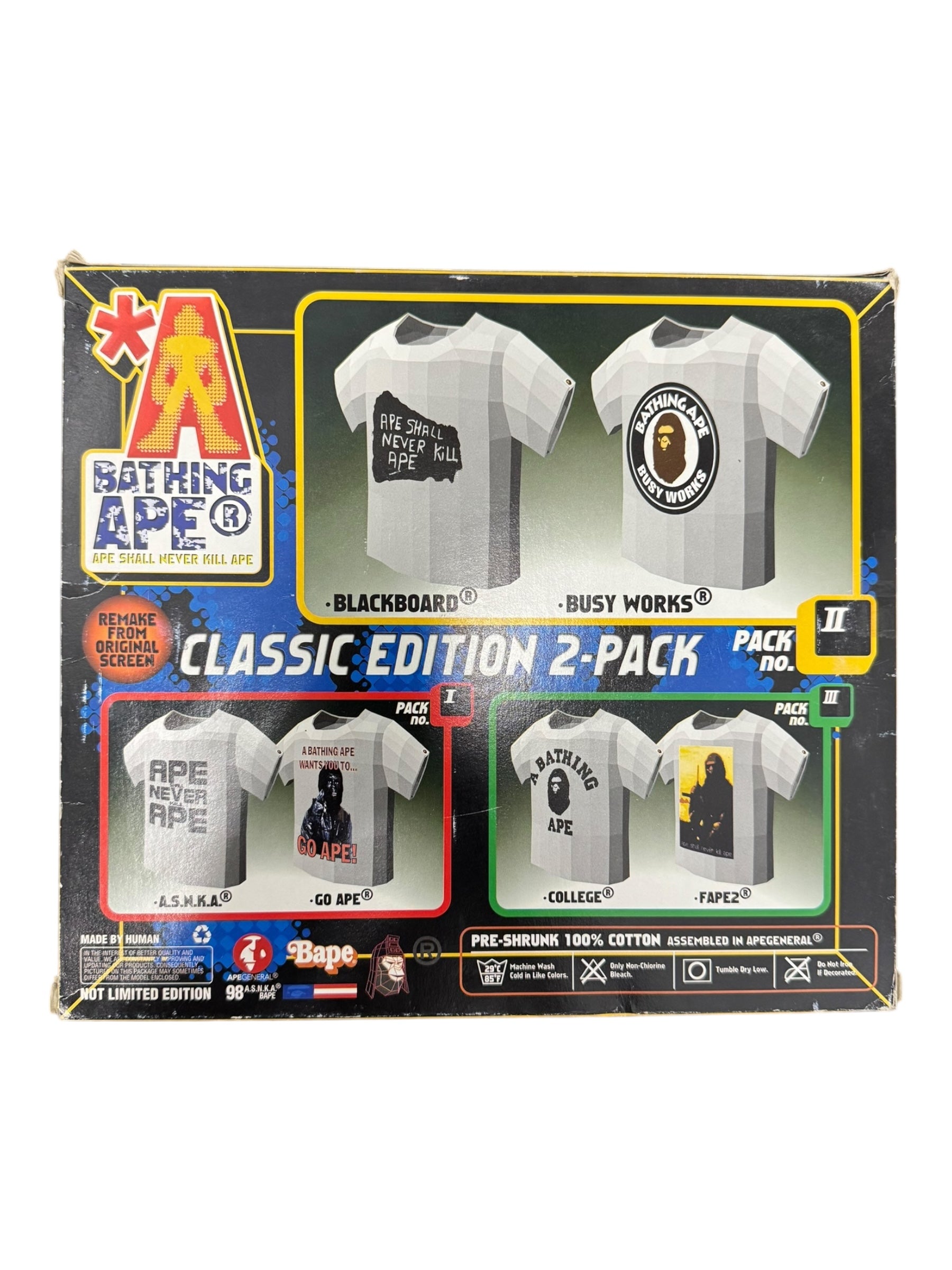 A Bathing Ape 90s Classic Edition 2-Pack T-Shirt Box II Size Large Deadstock