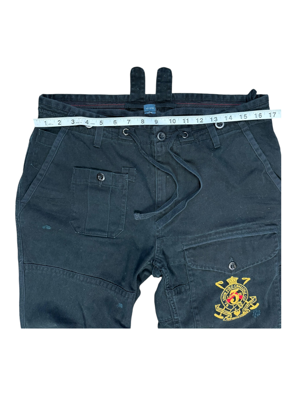 Polo Ralph Lauren 90s Black Cargo Pant Royal Crest Size 32 x 30