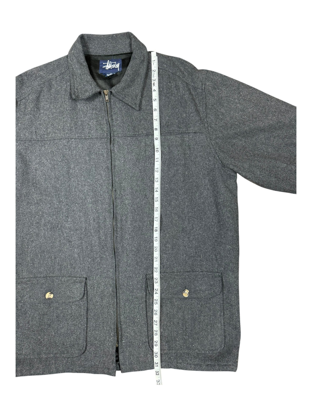 Stussy 90s Grey Wool Jacket Size Large