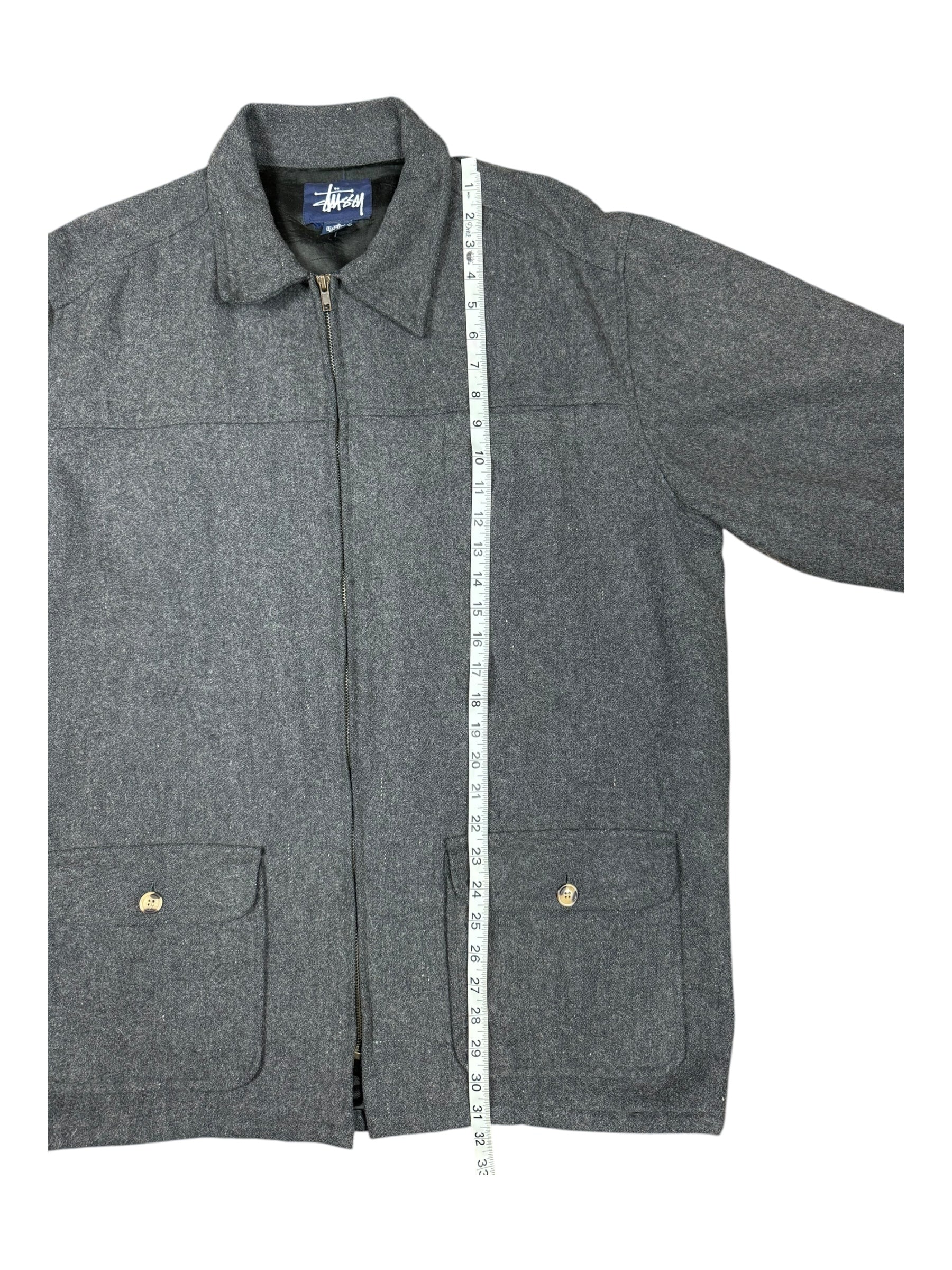 Stussy 90s Grey Wool Jacket Size Large