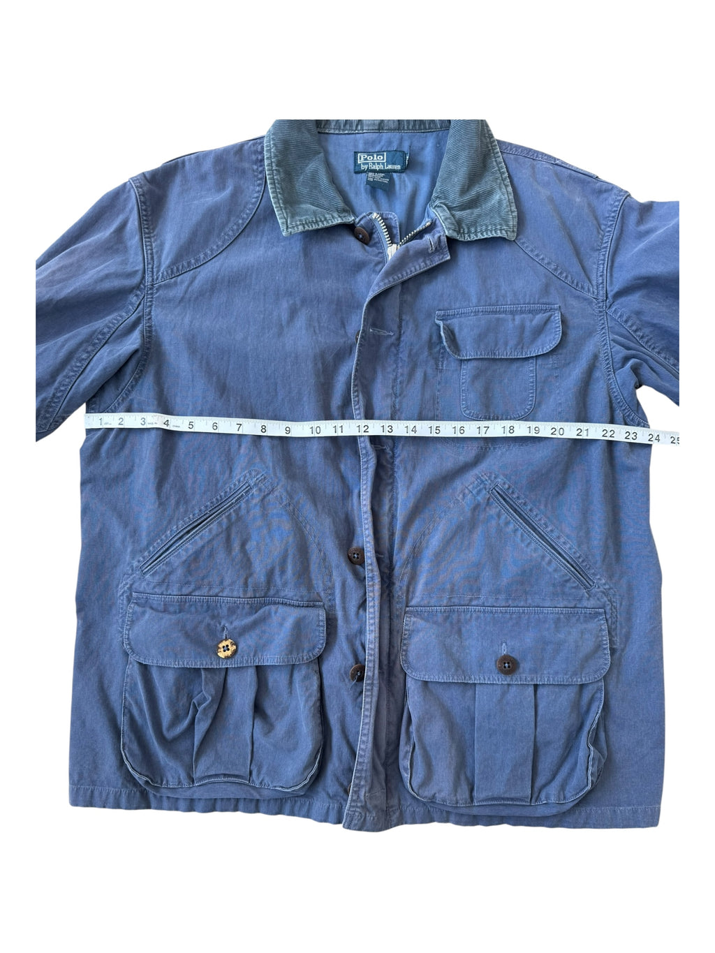 Polo Ralph Lauren 90s Blue Utility Pocket Corduroy Collar Fishing Jacket Size XL