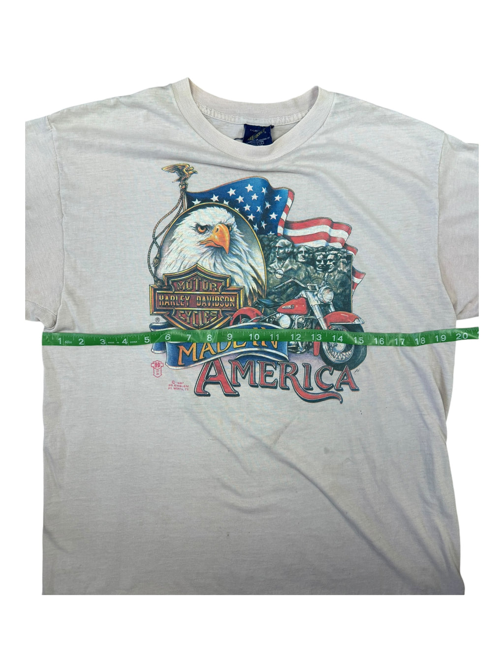 Harley Davidson 1987 White 3D Emblem Made in America Size Large