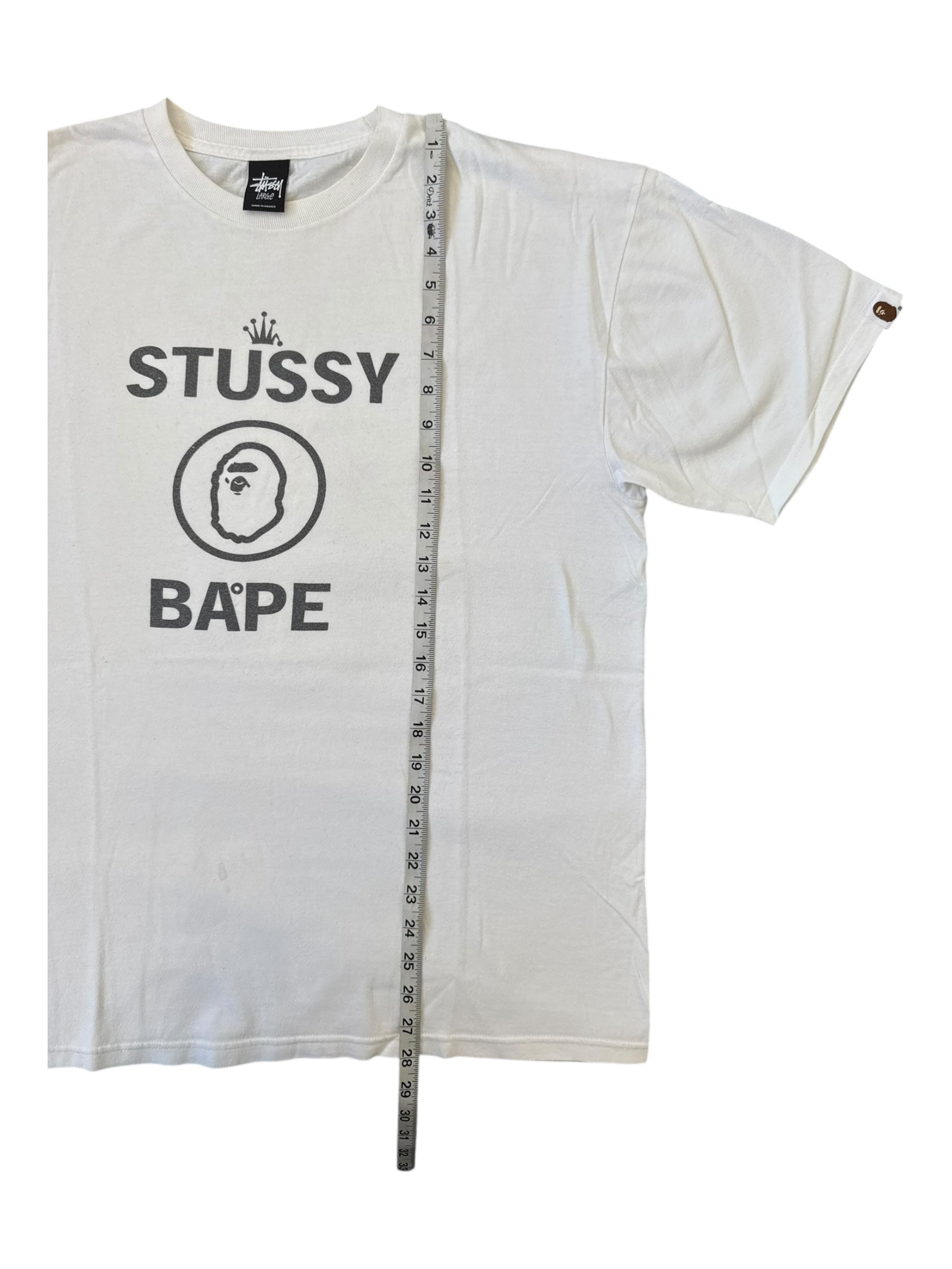 Stussy 00s Stussy x A Bathing Ape White T-Shirt Size Large