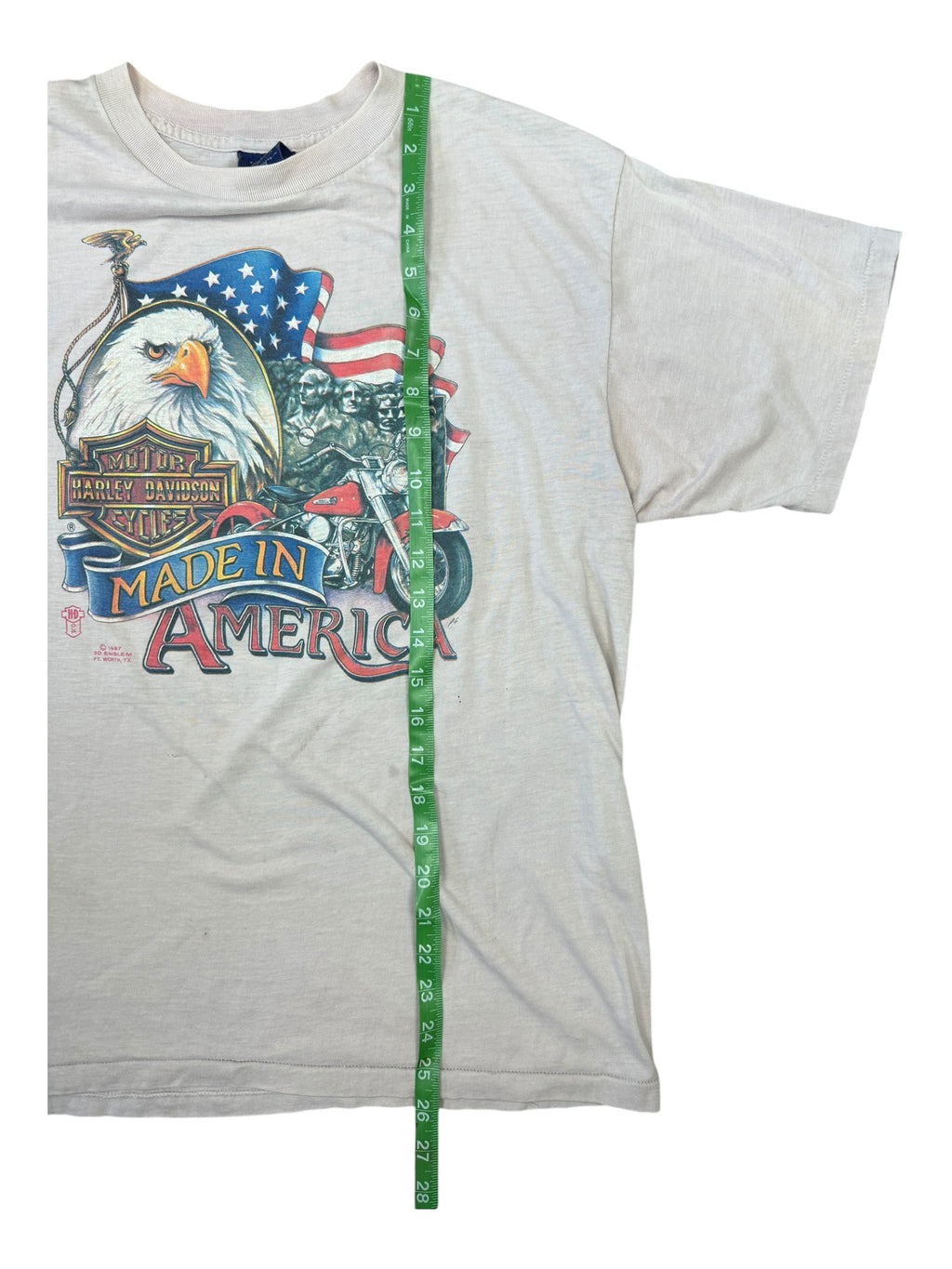 Harley Davidson 1987 White 3D Emblem Made in America Size Large