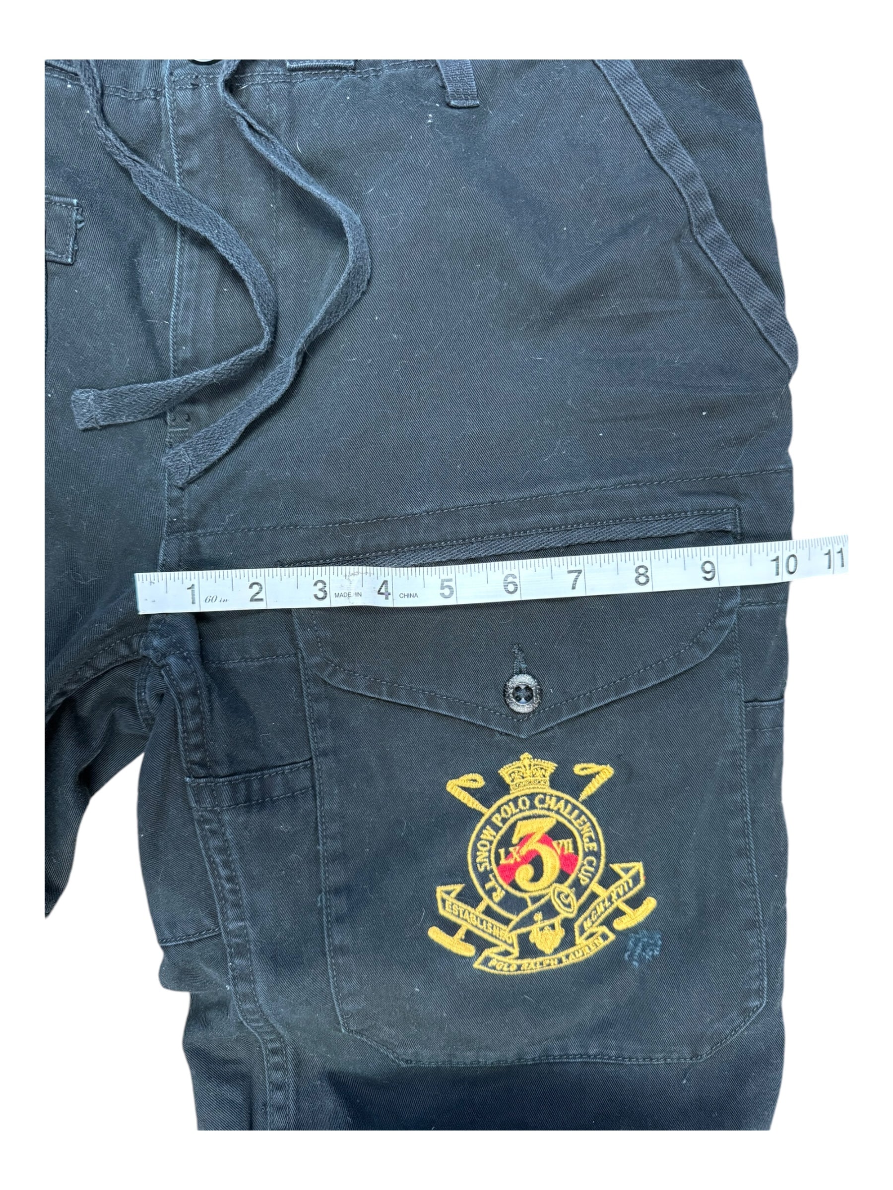 Polo Ralph Lauren 90s Black Cargo Pant Royal Crest Size 32 x 30