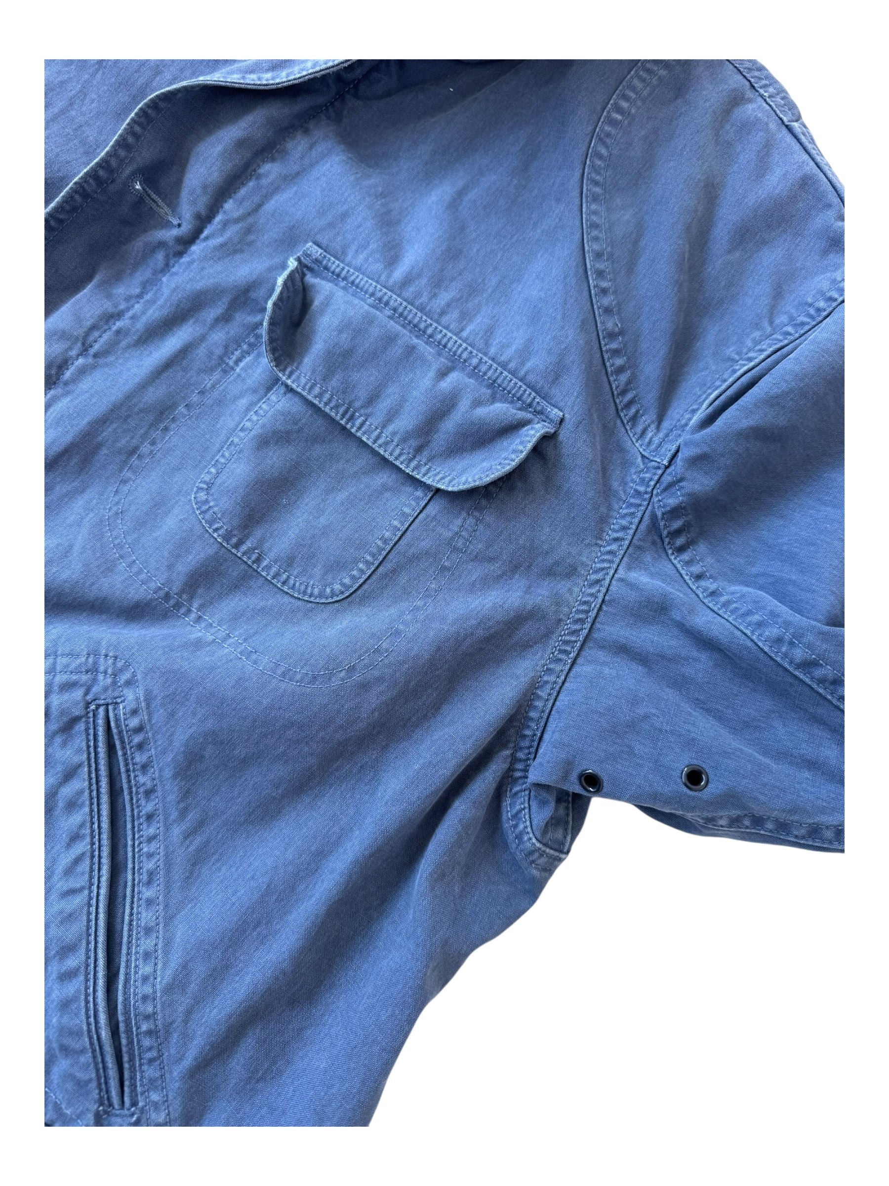 Polo Ralph Lauren 90s Blue Utility Pocket Corduroy Collar Fishing Jacket Size XL