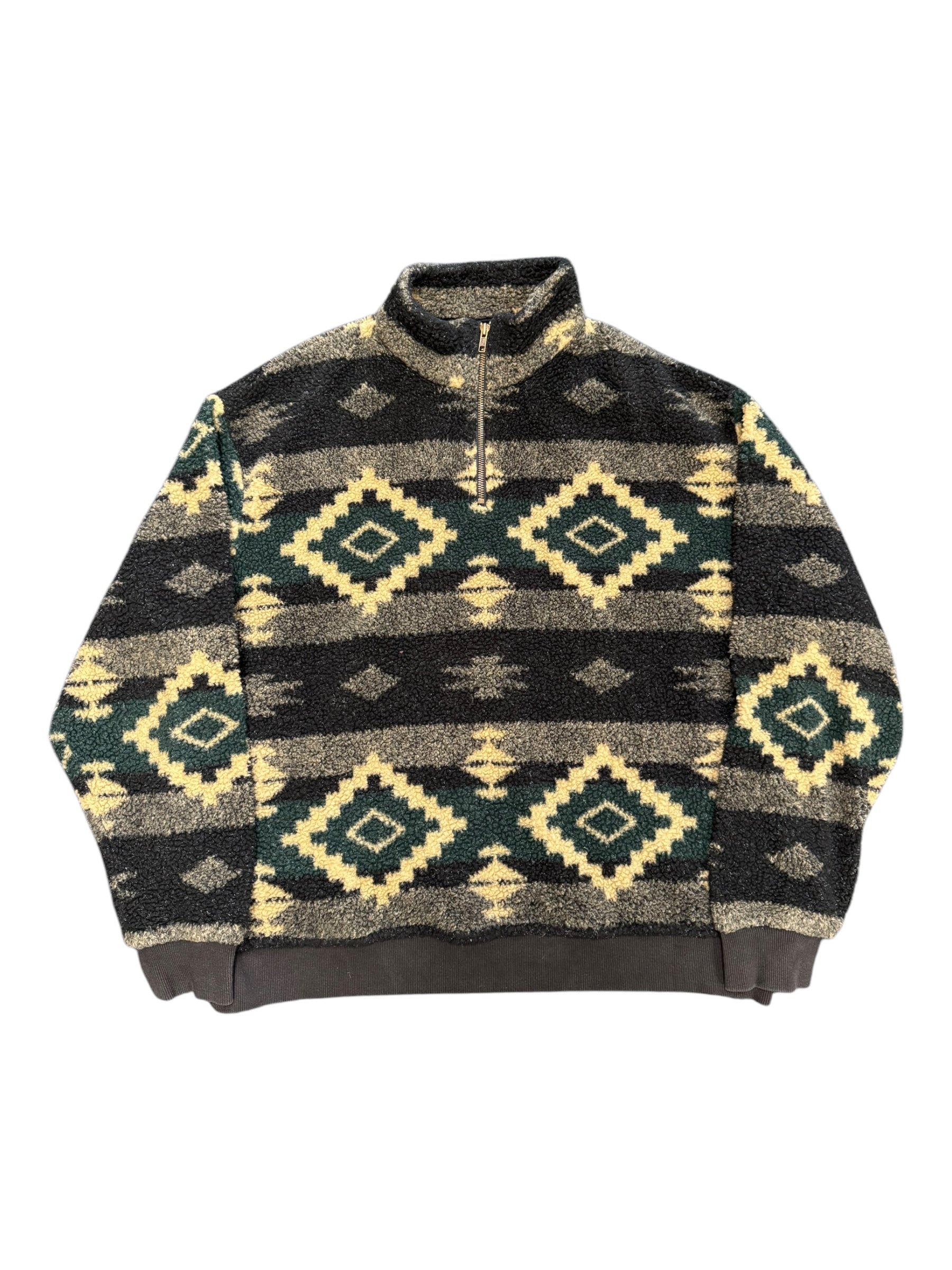 Polo Ralph Lauren 90s Aztec Fleece Quarter-Zip Sweatshirt Size XXL