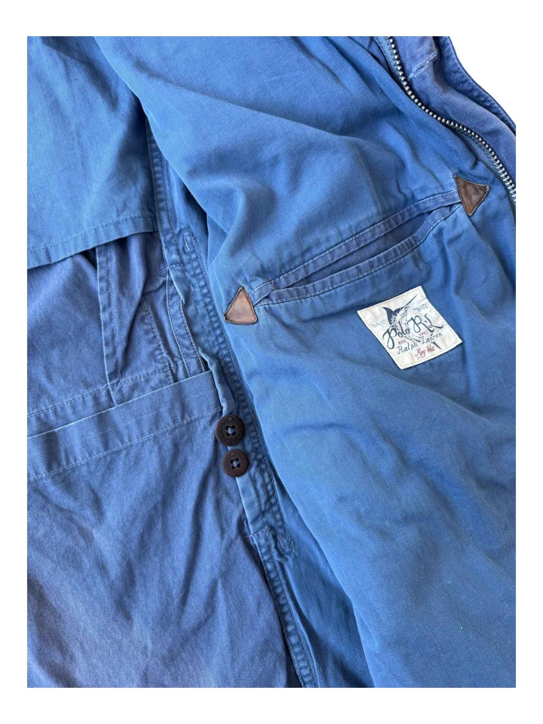 Polo Ralph Lauren 90s Blue Utility Pocket Corduroy Collar Fishing Jacket Size XL