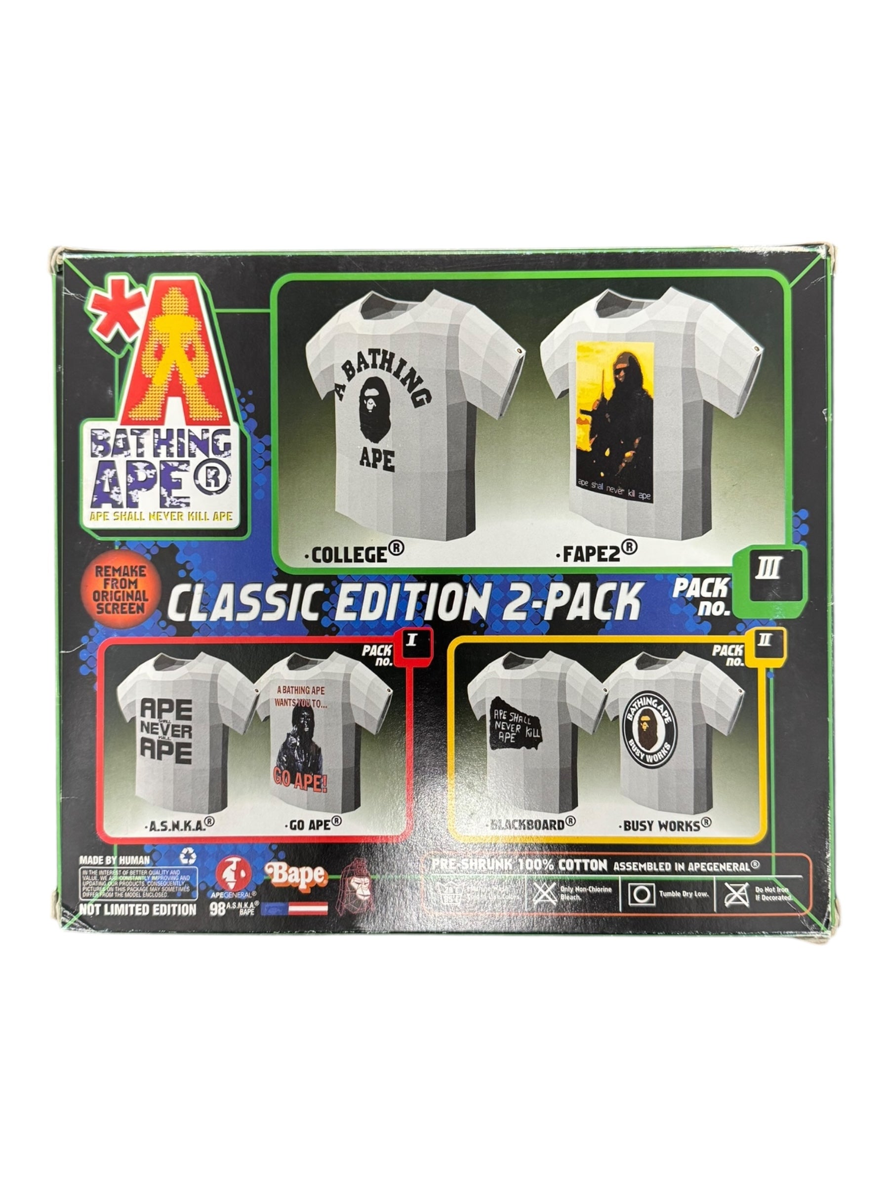 A Bathing Ape 90s Classic Edition 2-Pack T-Shirt Box III Size Large Deadstock