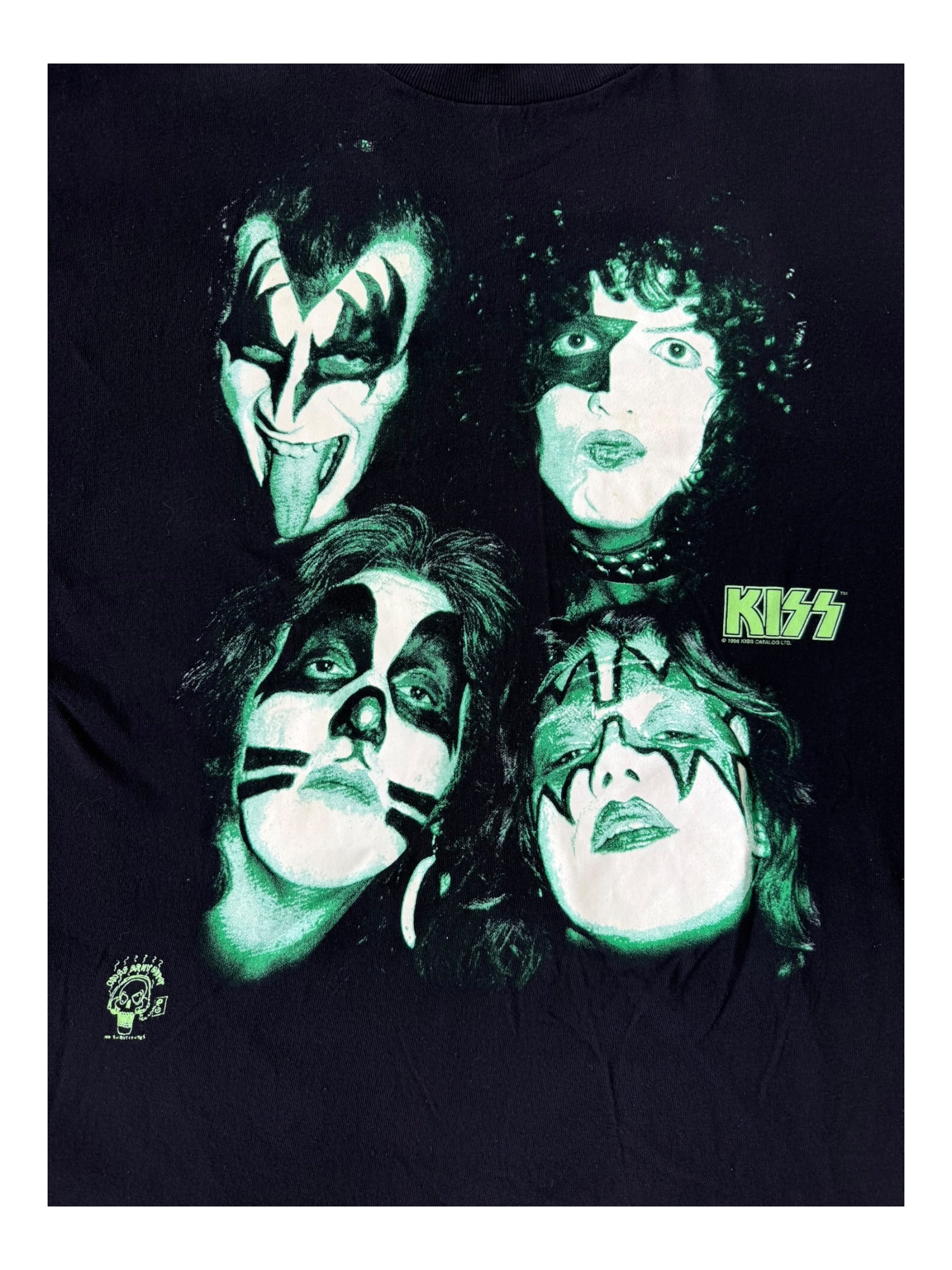 Kiss 90s Black Green Faces Size XL