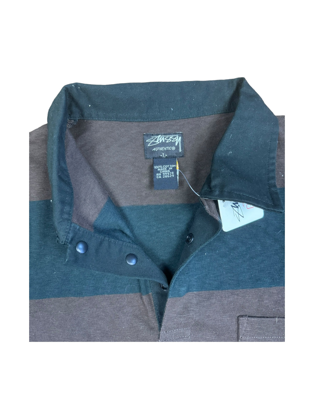 Stussy Brown & Green Striped Rugby Sample New w/ Tags Size Large