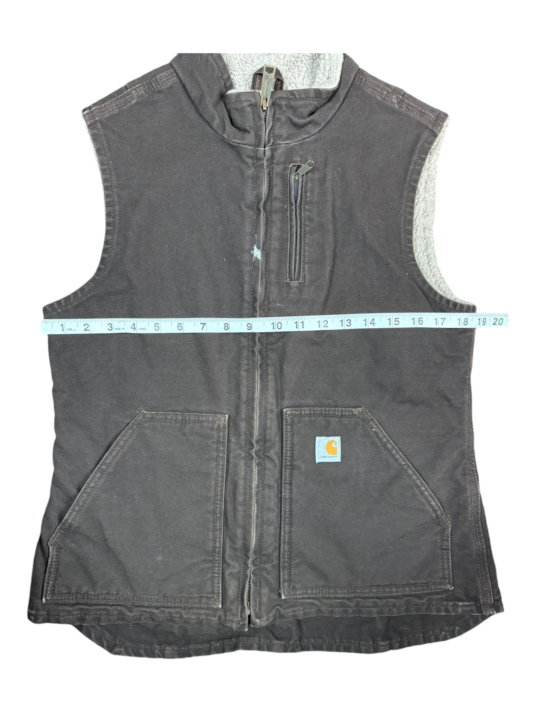 Carhartt 90s Womens Brown Sherpa Lined Vest Size Small