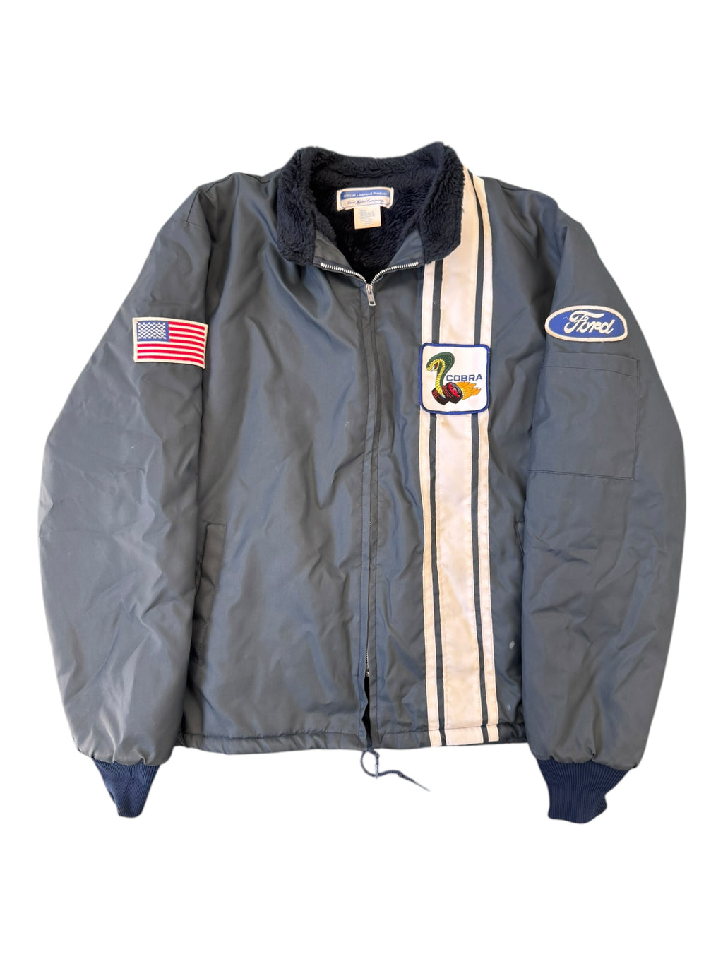 Ford Mustang Cobra Shelby Racing Jacket Black Sherpa Lined Size Large