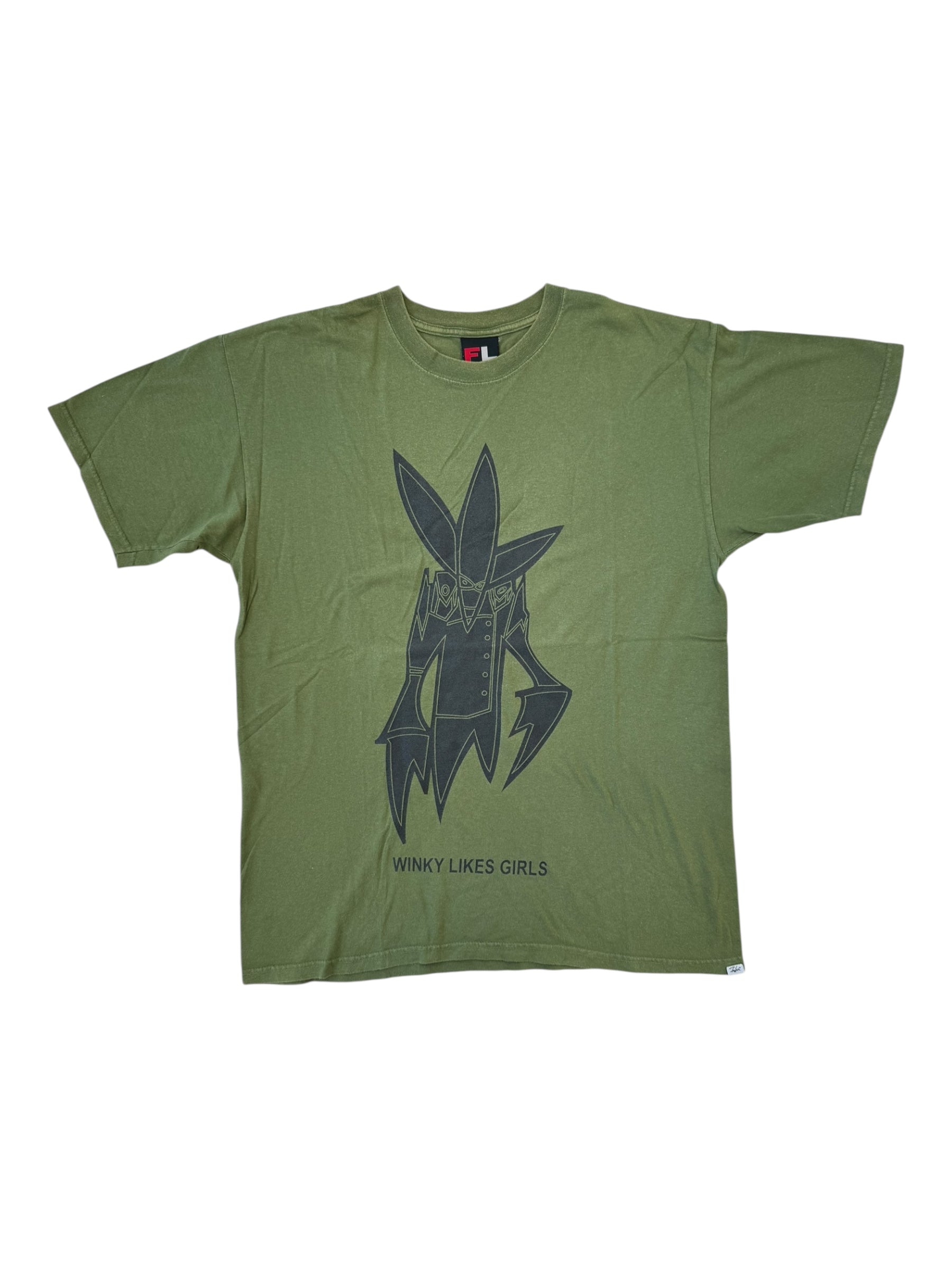 Futura 90s Green Winky Loves Girls T-shirt Size Large