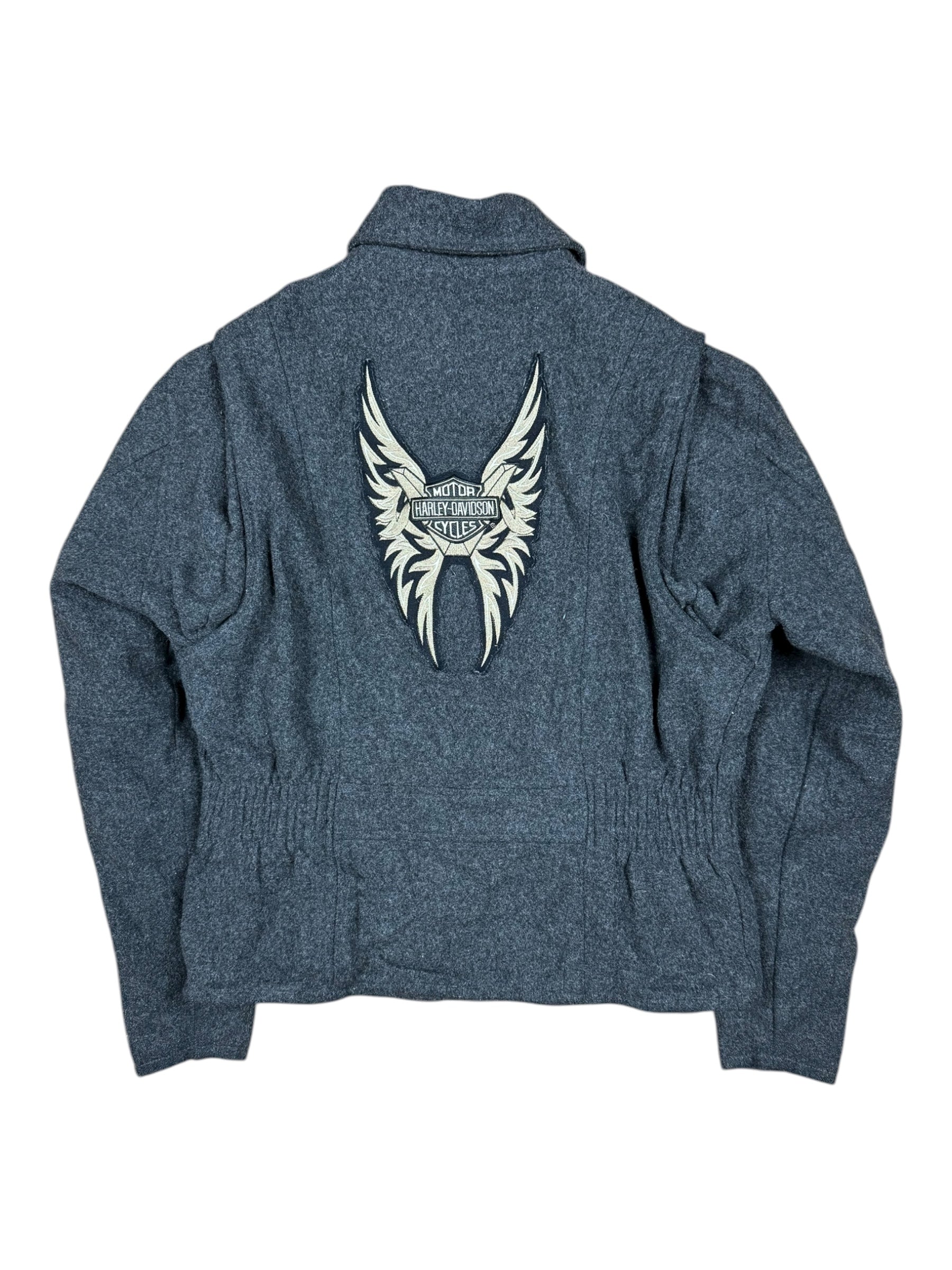 Harley Davidson Wool Coat Women’s Medium Butterfly Logo Cross Zip