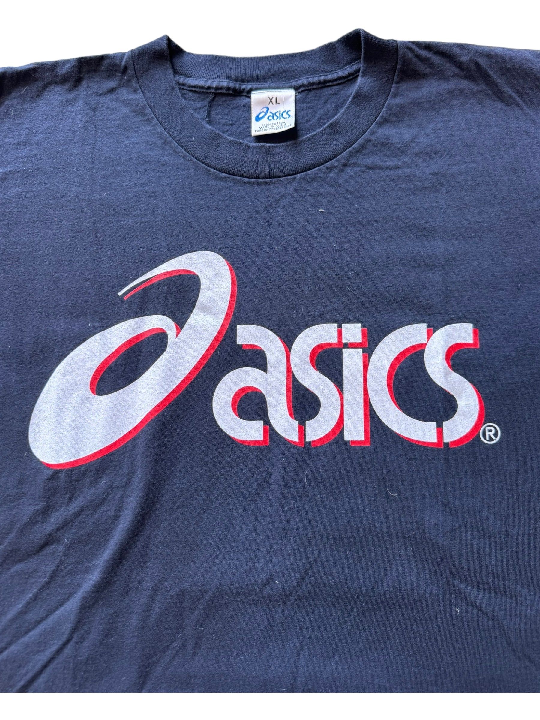 Asics 90s T-Shirt Adult XL Black Red Made In USA Mens XL