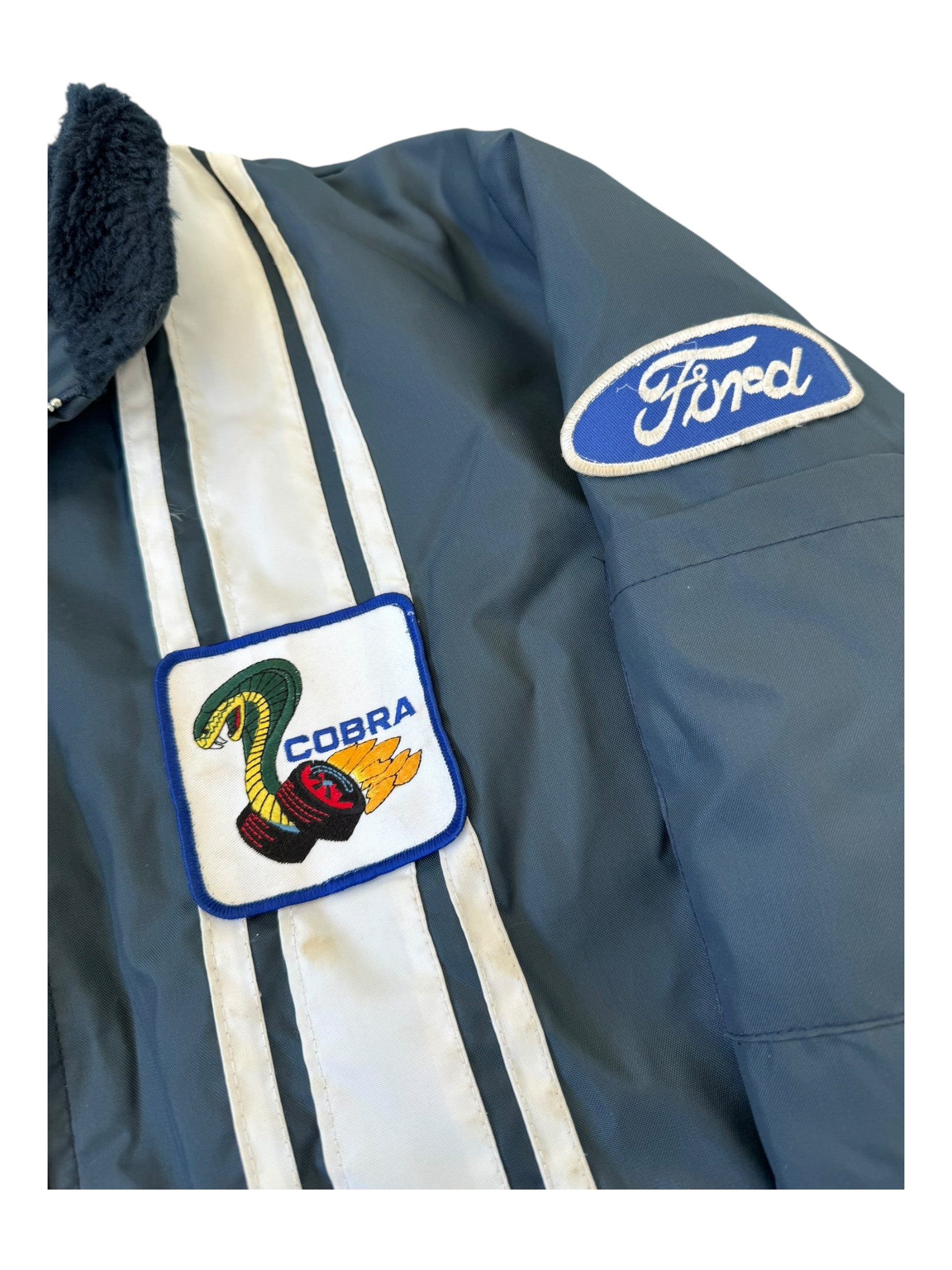 Ford Mustang Cobra Shelby Racing Jacket Black Sherpa Lined Size Large