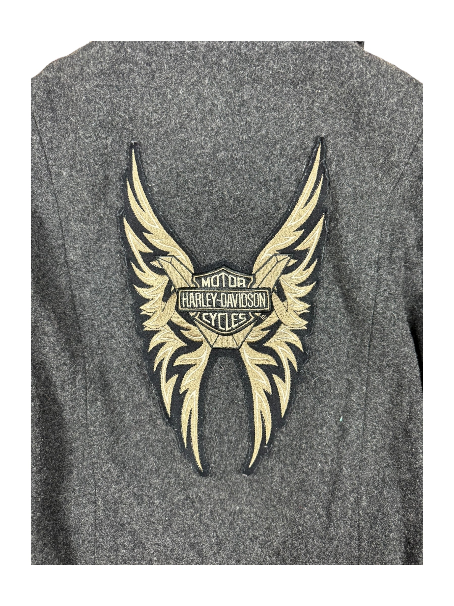 Harley Davidson Wool Coat Women’s Medium Butterfly Logo Cross Zip